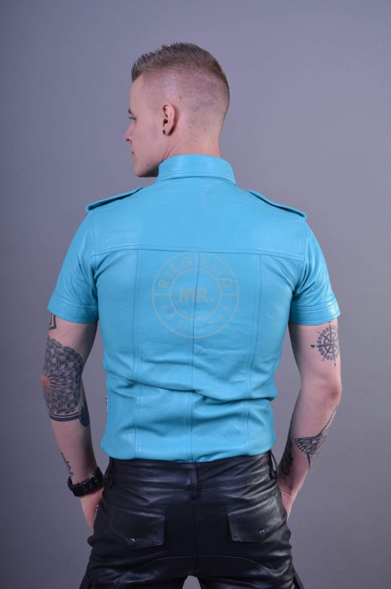 Turquoise Leather Shirt at MR. Riegillio