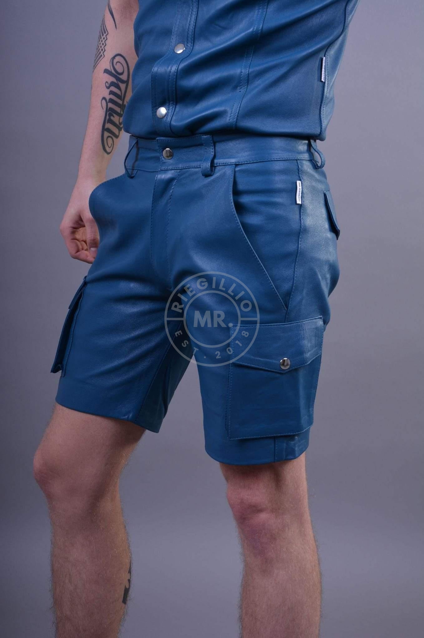 Jeans Blue Leather Cargo Short