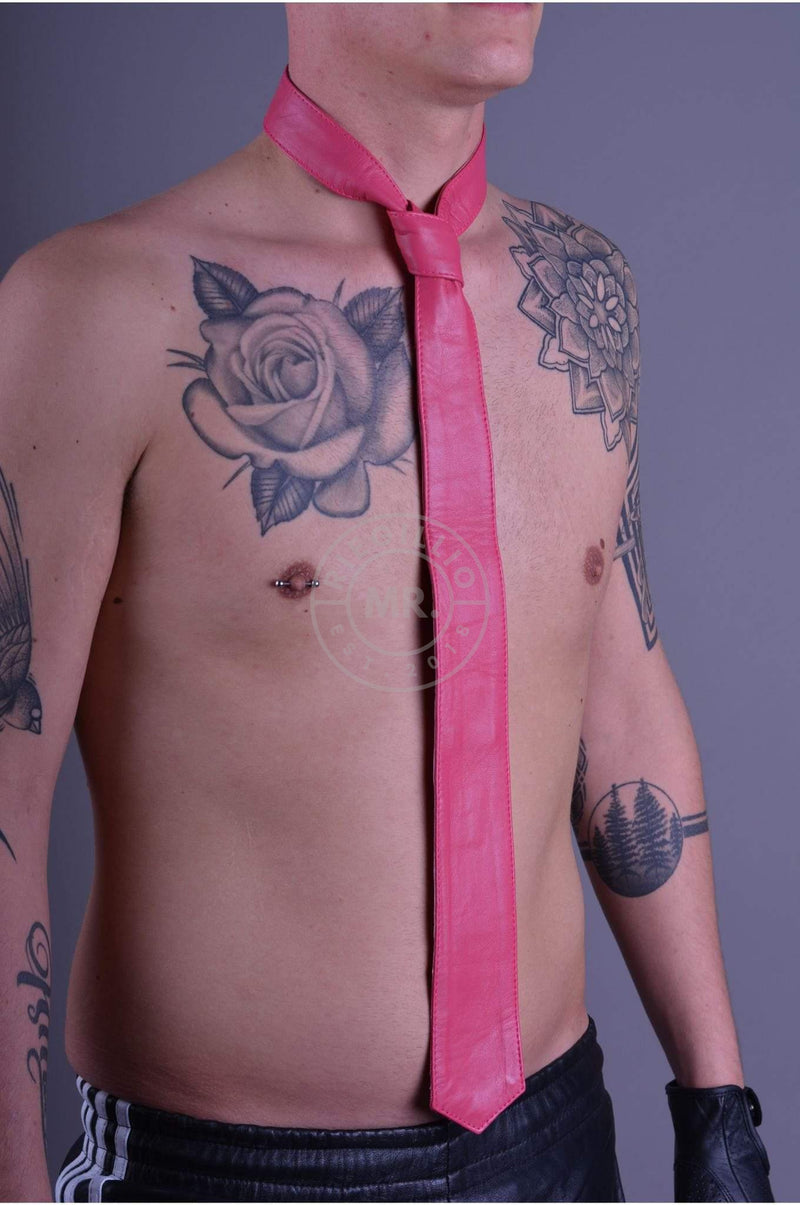 Pink Leather Tie at MR. Riegillio