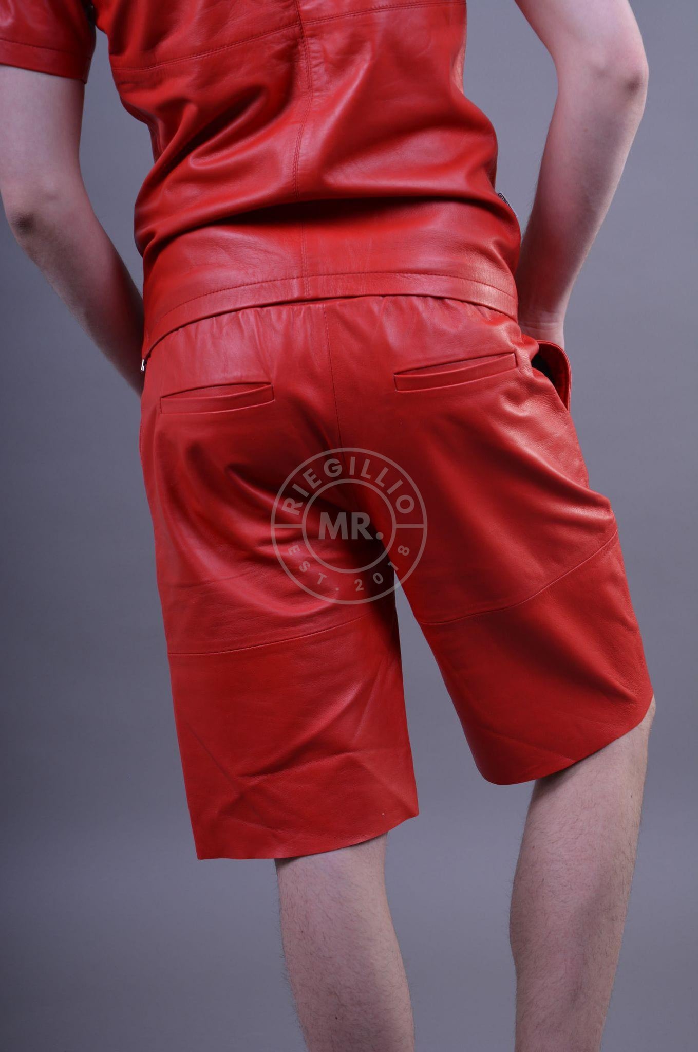 Red Leather Long Short at MR. Riegillio