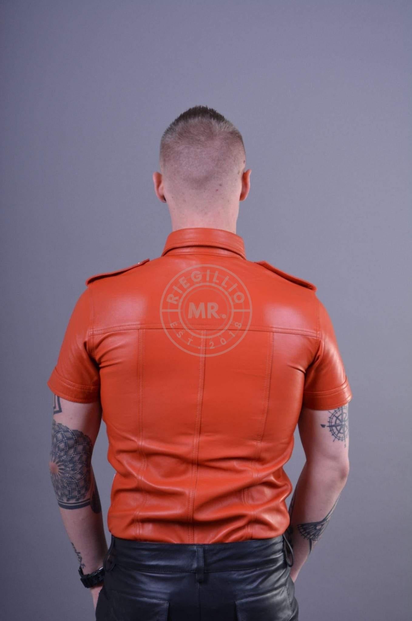 Orange Leather Shirt at MR. Riegillio