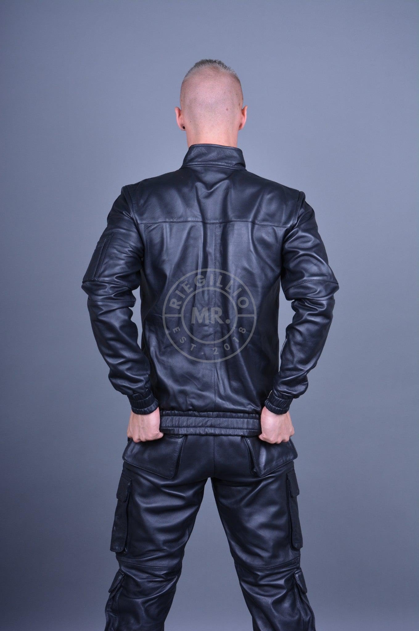 Black Leather Utility Jacket at MR. Riegillio