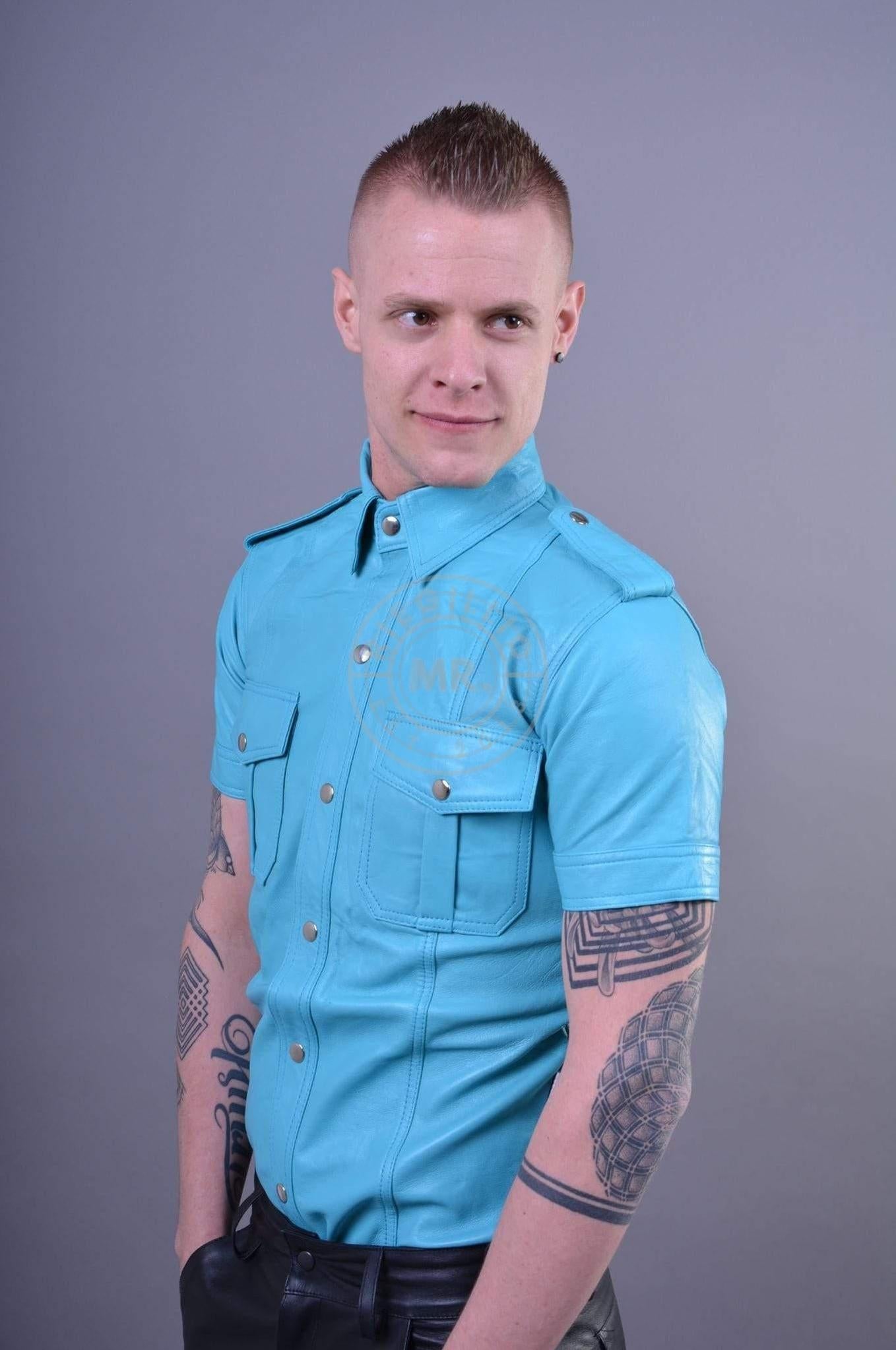 Turquoise Leather Shirt at MR. Riegillio