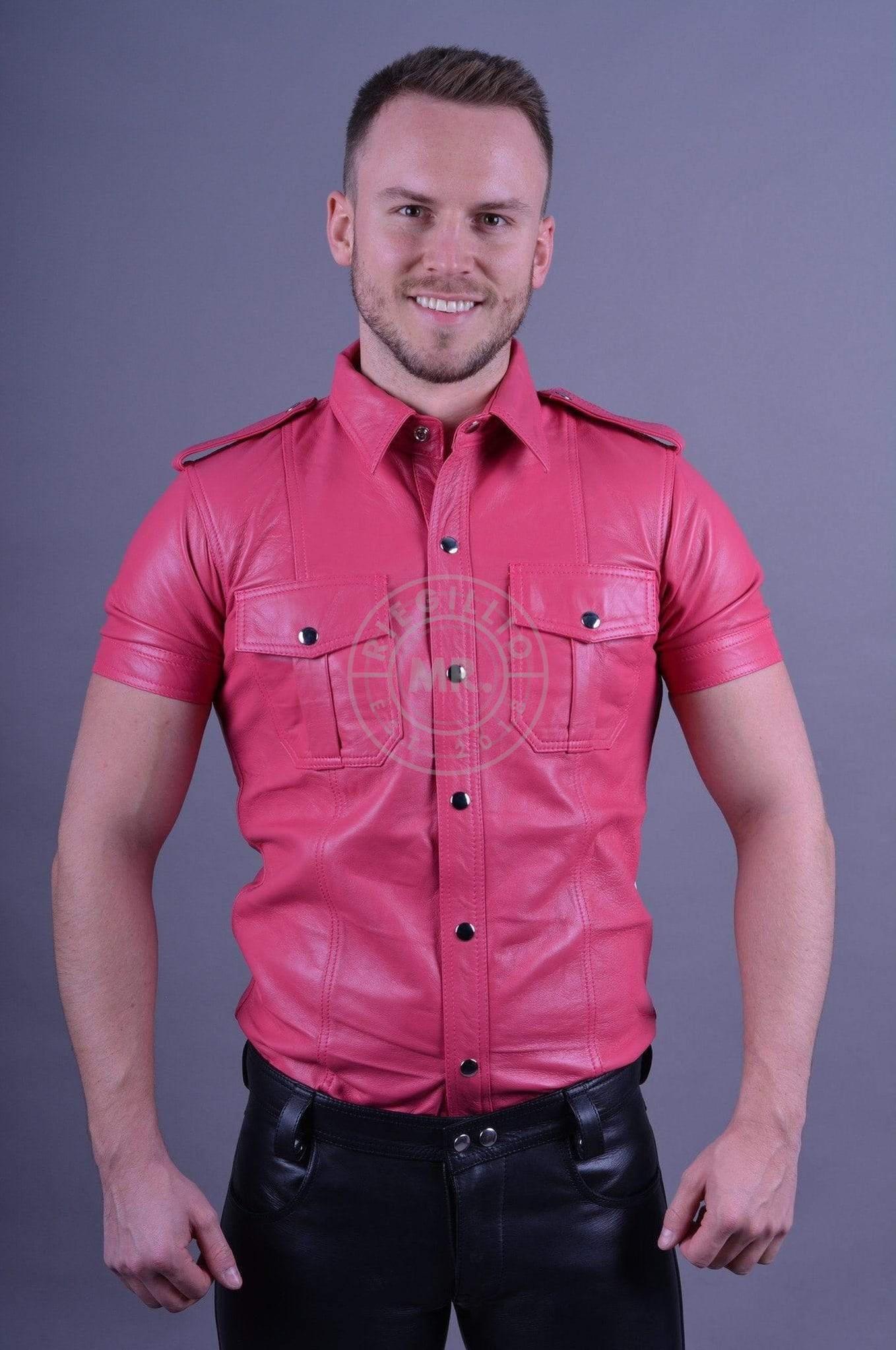 Pink Leather Shirt at MR. Riegillio