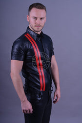 Black Leather Shirt - Red Stripes by MR. Riegillio