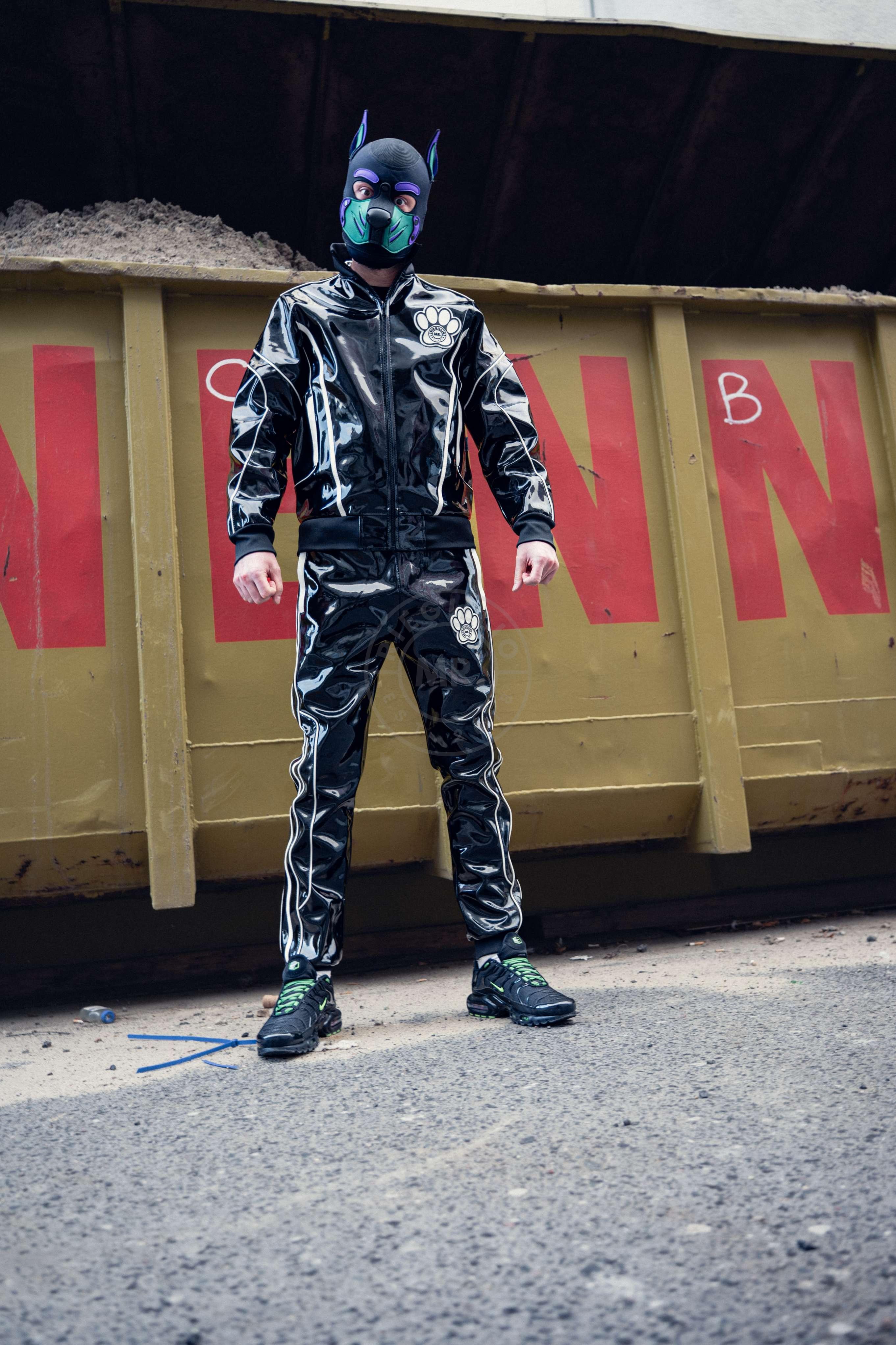 Black PVC Puppy Tracksuit Jacket at MR. Riegillio