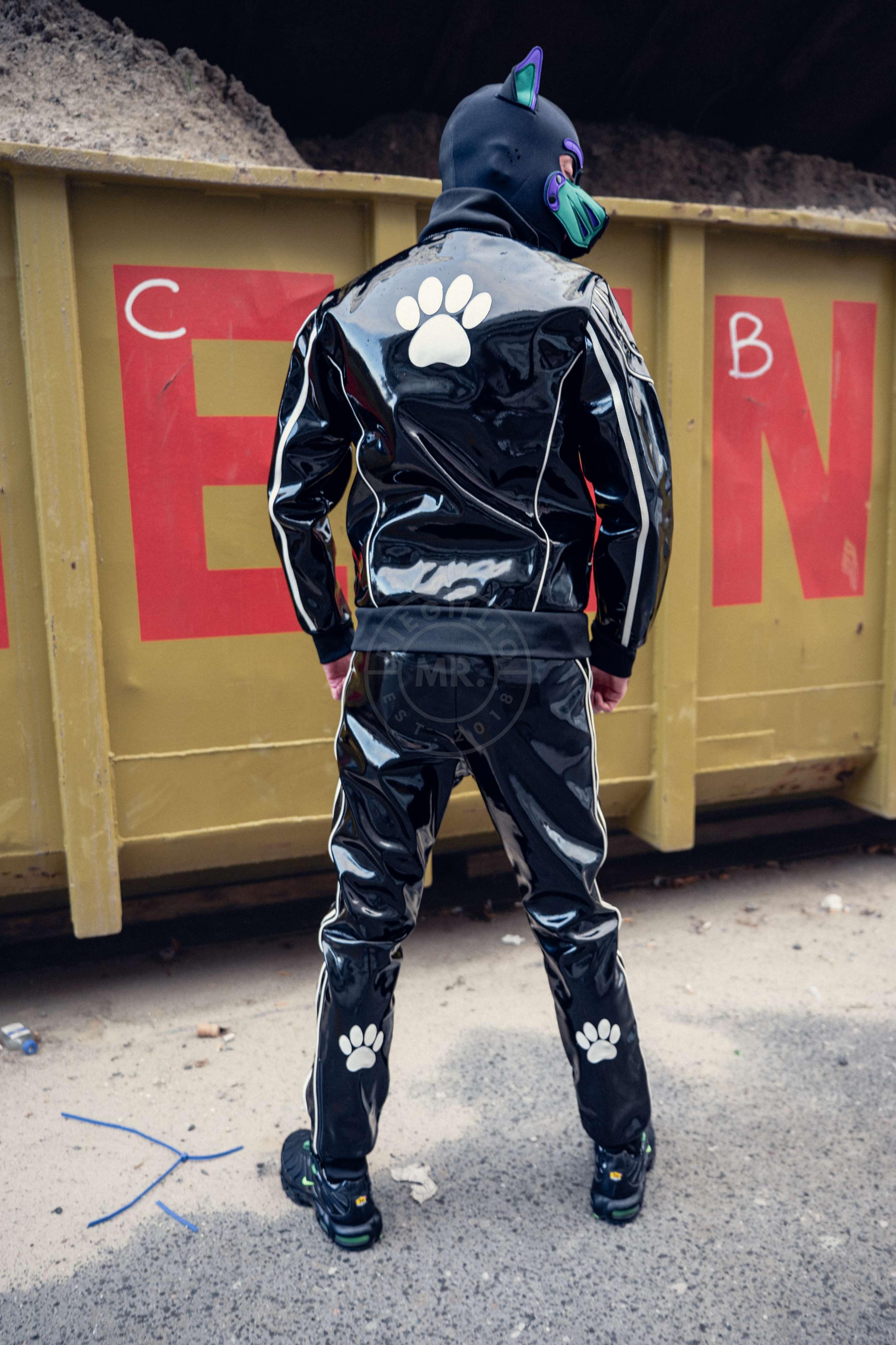 Black PVC Puppy Tracksuit Pants at MR. Riegillio