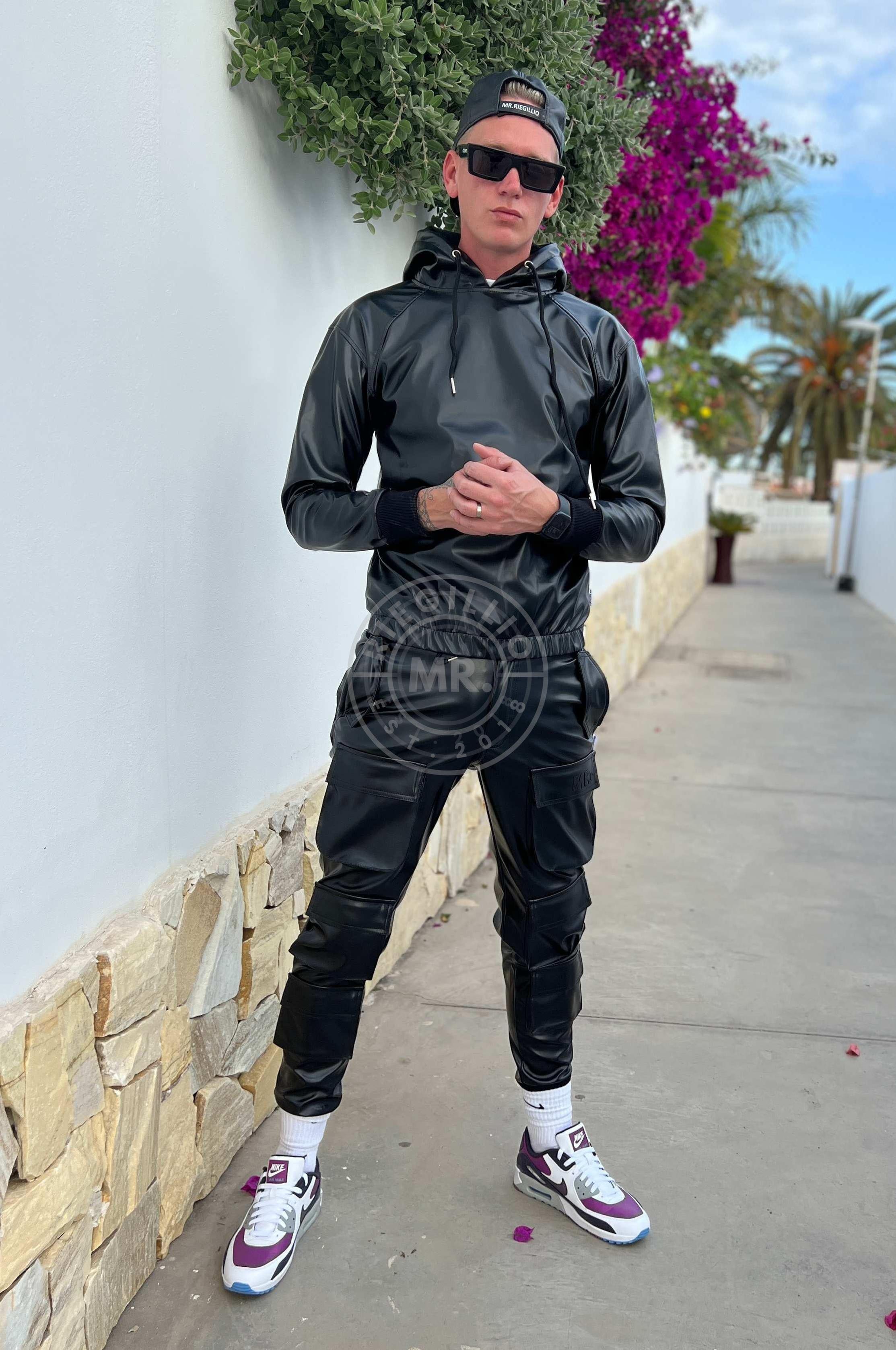 Vegan Leather Black Utility Pants at MR. Riegillio