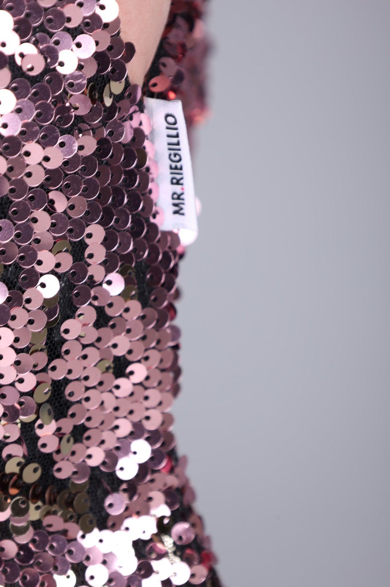 Pink/Gold Sequin Logo Short *STORE ONLY* at MR. Riegillio