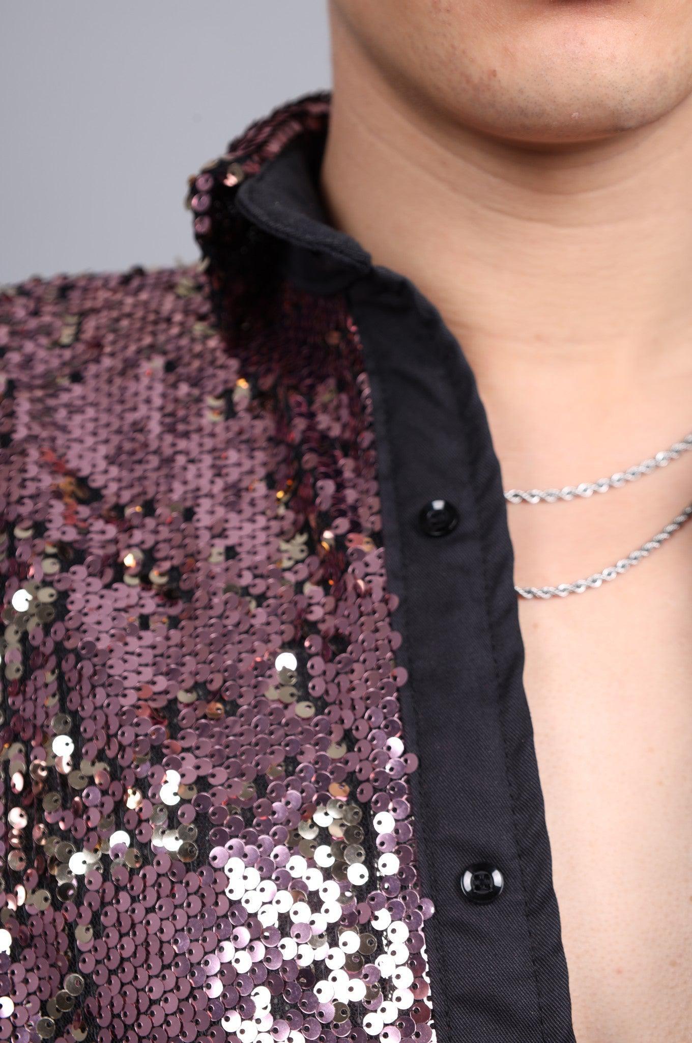 Pink/Gold Sequin Shirt *STORE ONLY* at MR. Riegillio