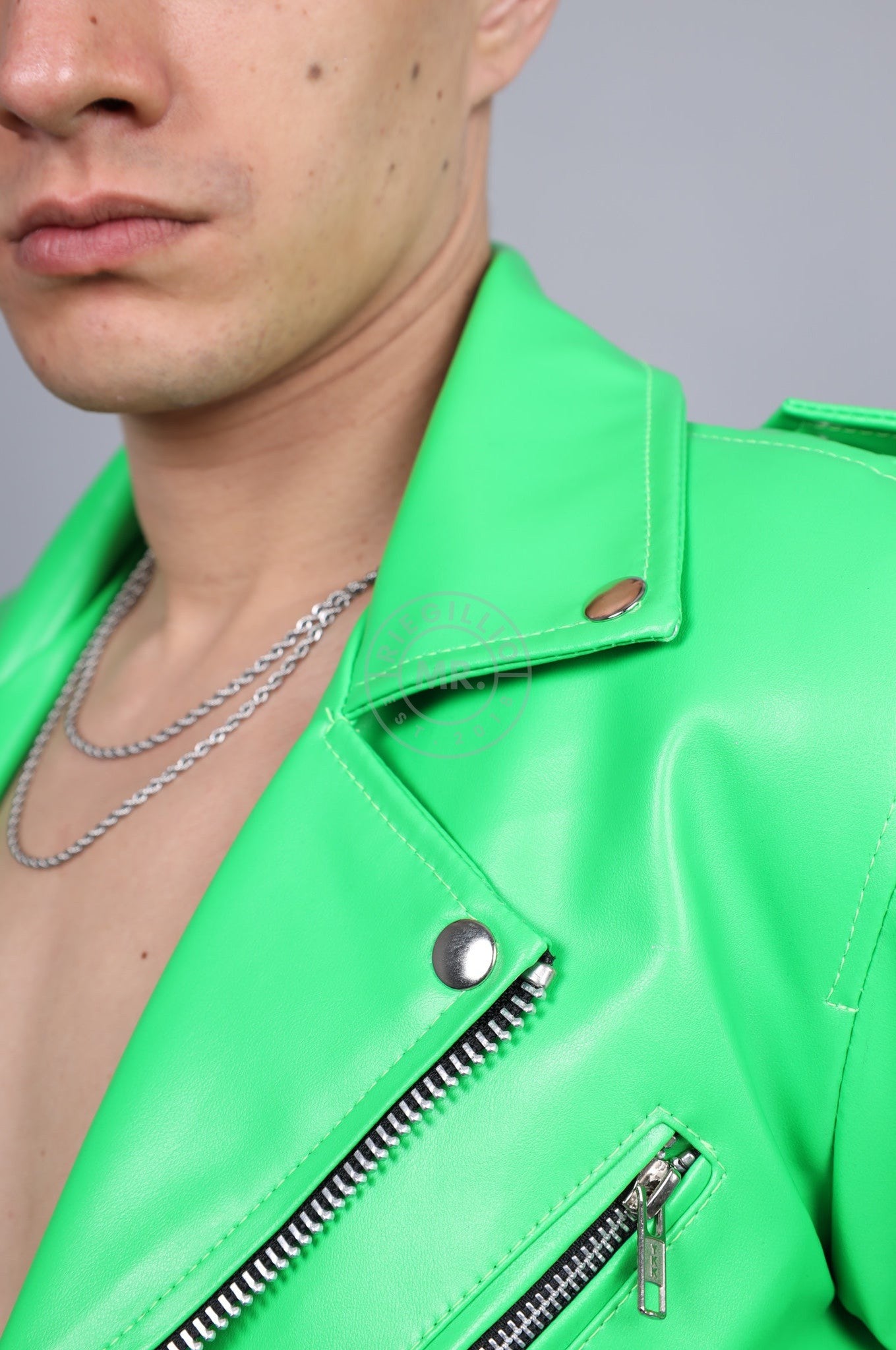 MR. Plain Brando Jacket - Neon Green at MR. Riegillio