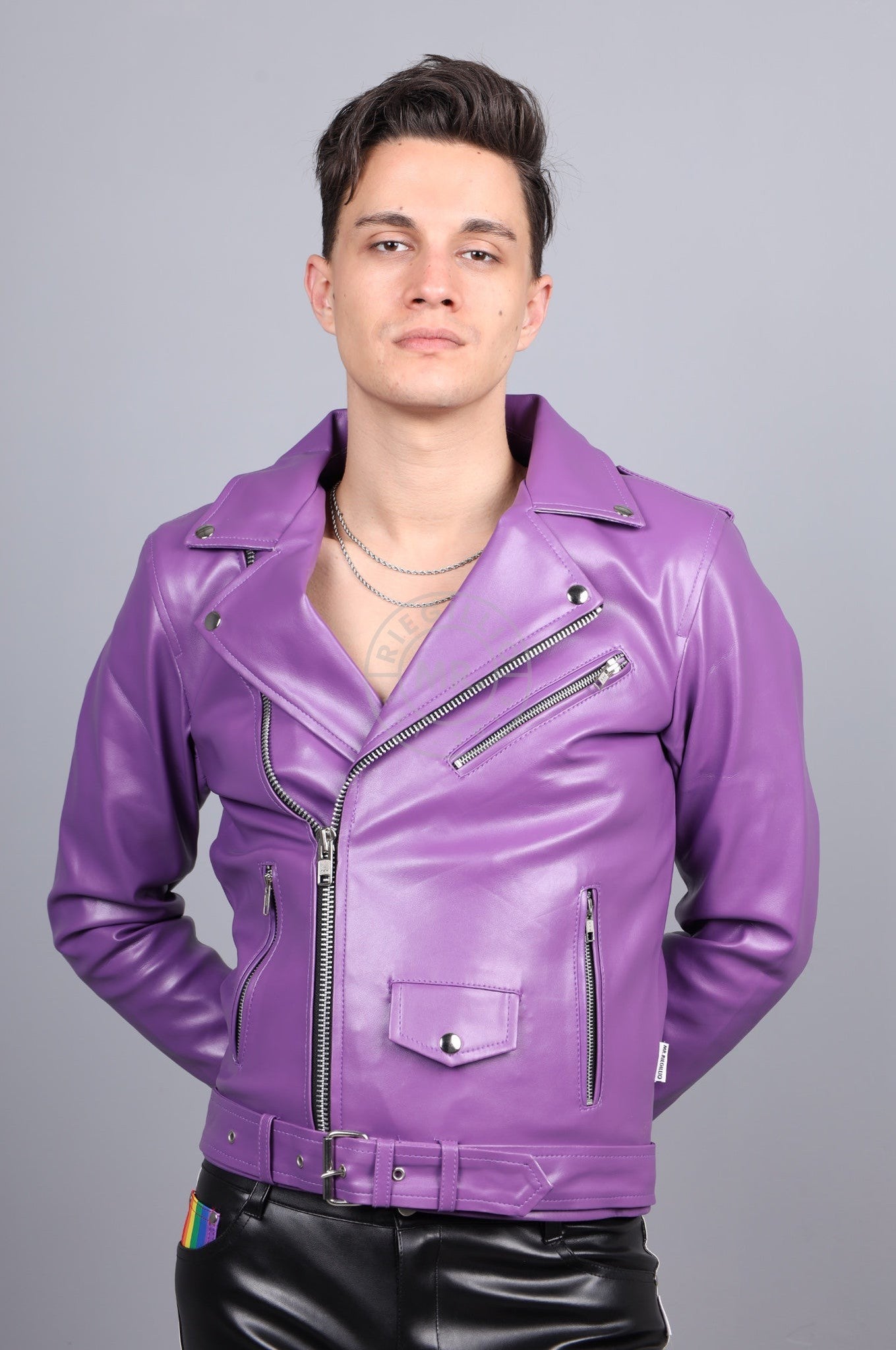 MR. Plain Brando Jacket - Purple at MR. Riegillio