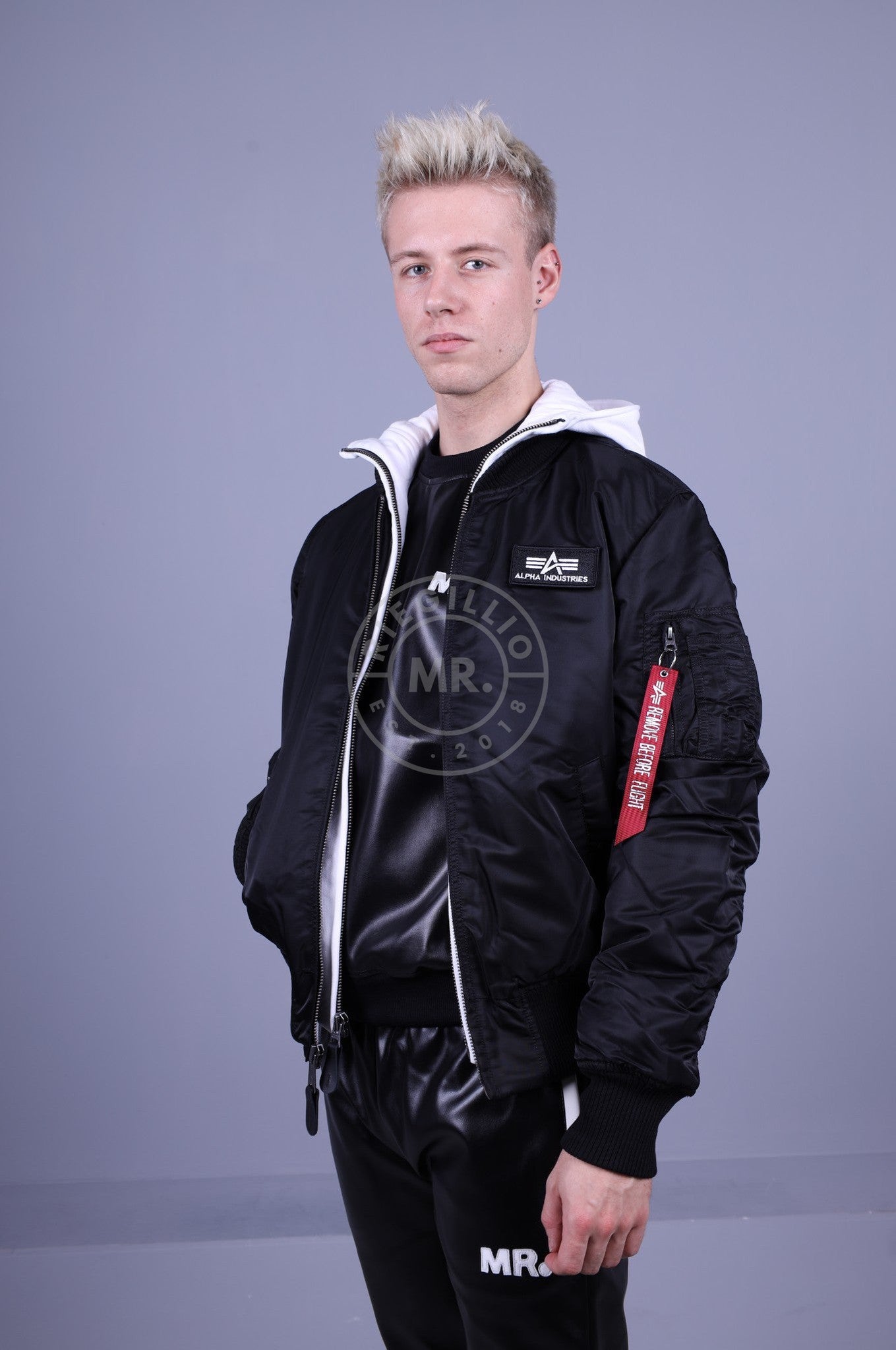 Alpha Industries MA-1 ZH D-Tec SE Jacket - Black / White-at MR. Riegillio