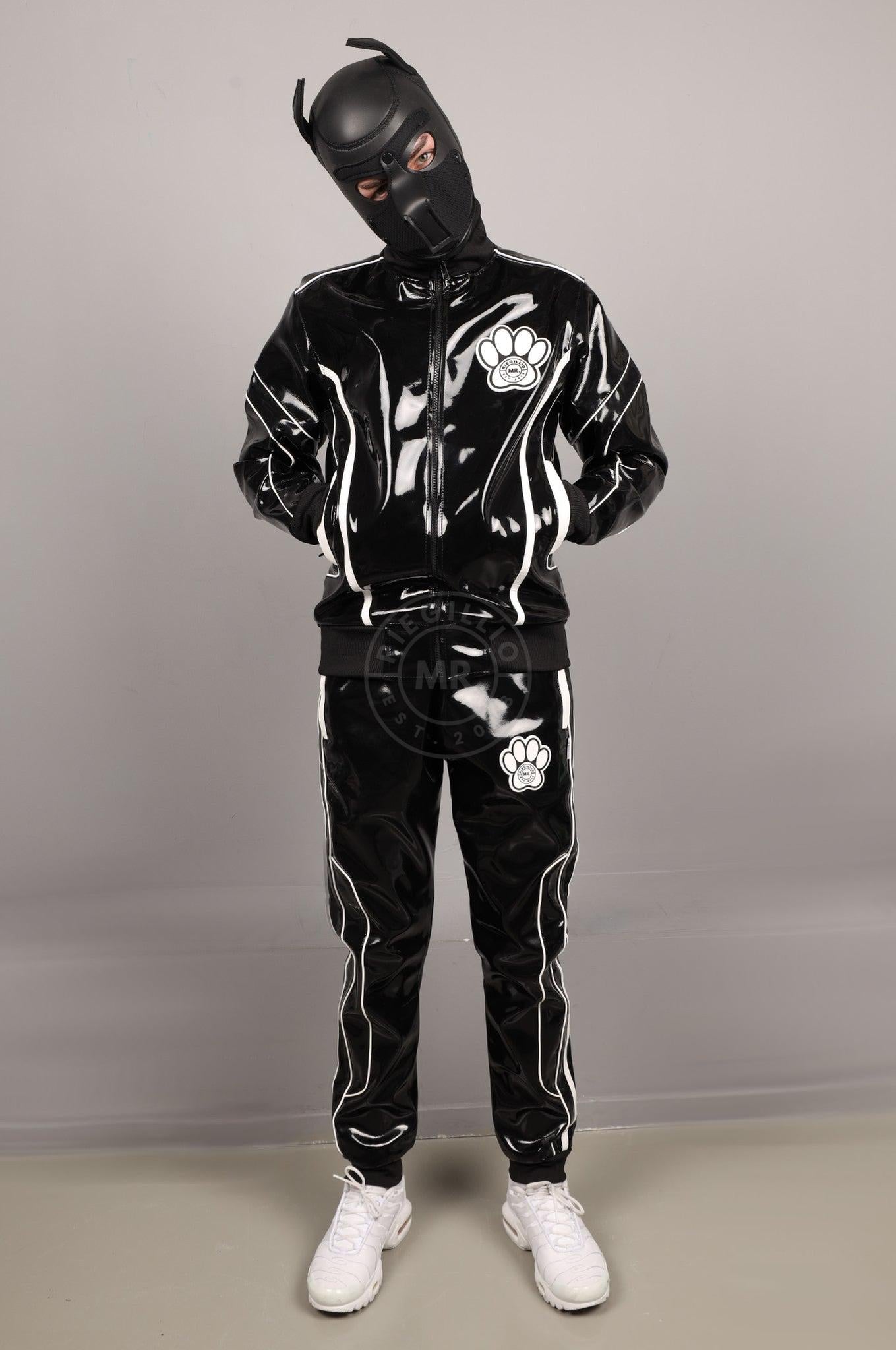 Black PVC Puppy Tracksuit Pants at MR. Riegillio