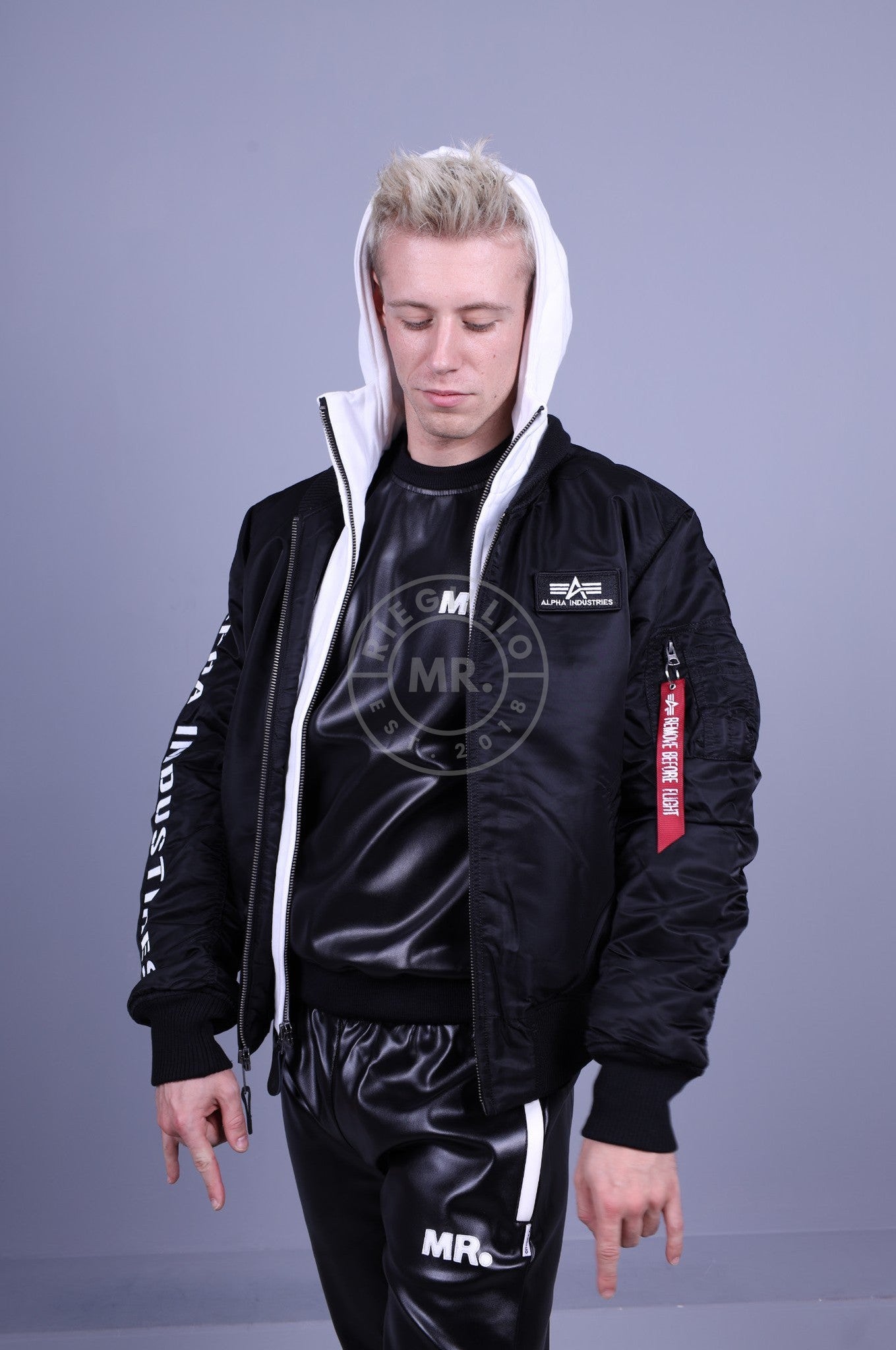 Alpha Industries MA-1 ZH D-Tec SE Jacket - Black / White-at MR. Riegillio