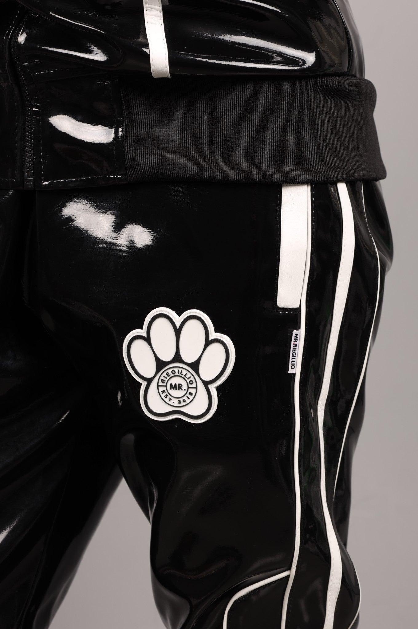 Black PVC Puppy Tracksuit Pants at MR. Riegillio