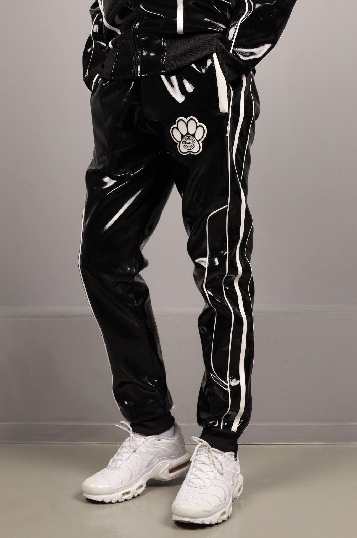 Black PVC Puppy Tracksuit Pants at MR. Riegillio