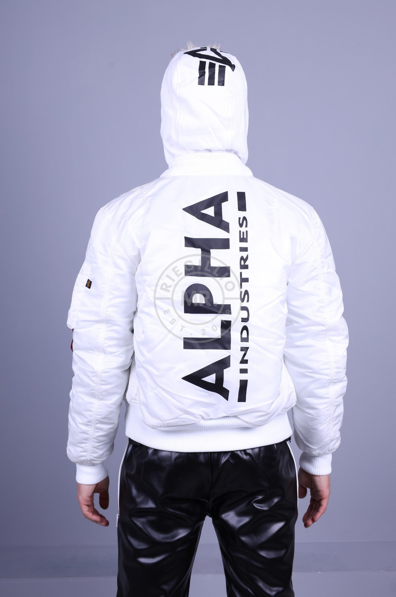 Alpha Industries MA-1 ZH Back Print Jacket - White / Black