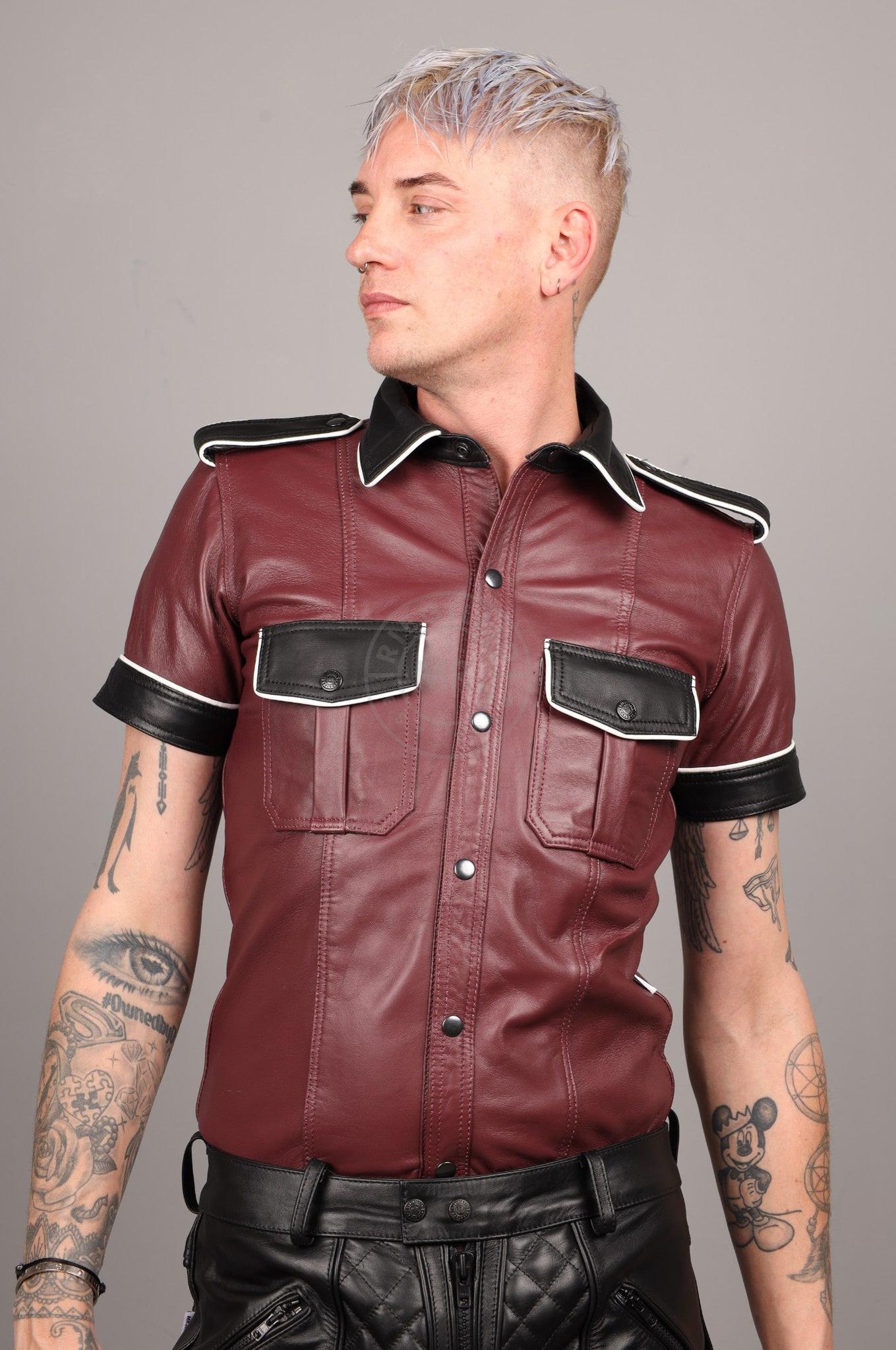 Colored Leather Shirt - Burgundy at MR. Riegillio