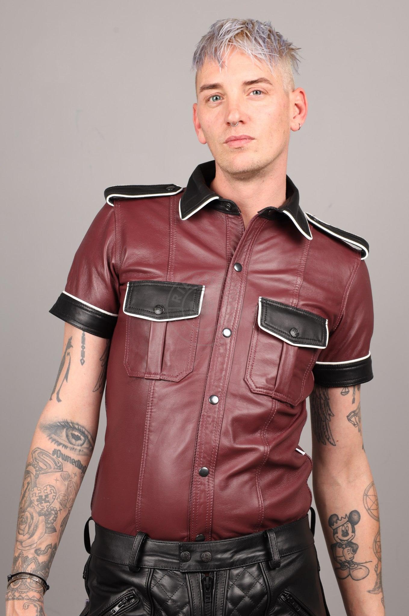 Colored Leather Shirt - Burgundy at MR. Riegillio
