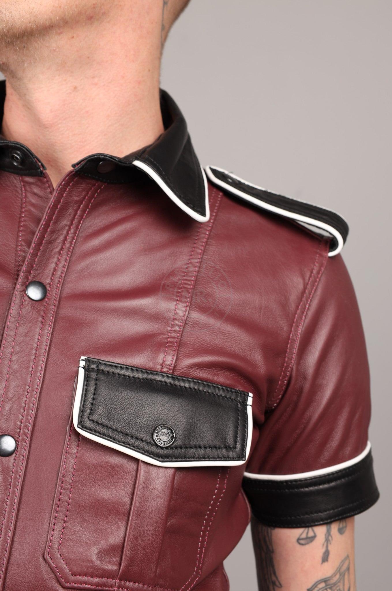 Colored Leather Shirt - Burgundy at MR. Riegillio