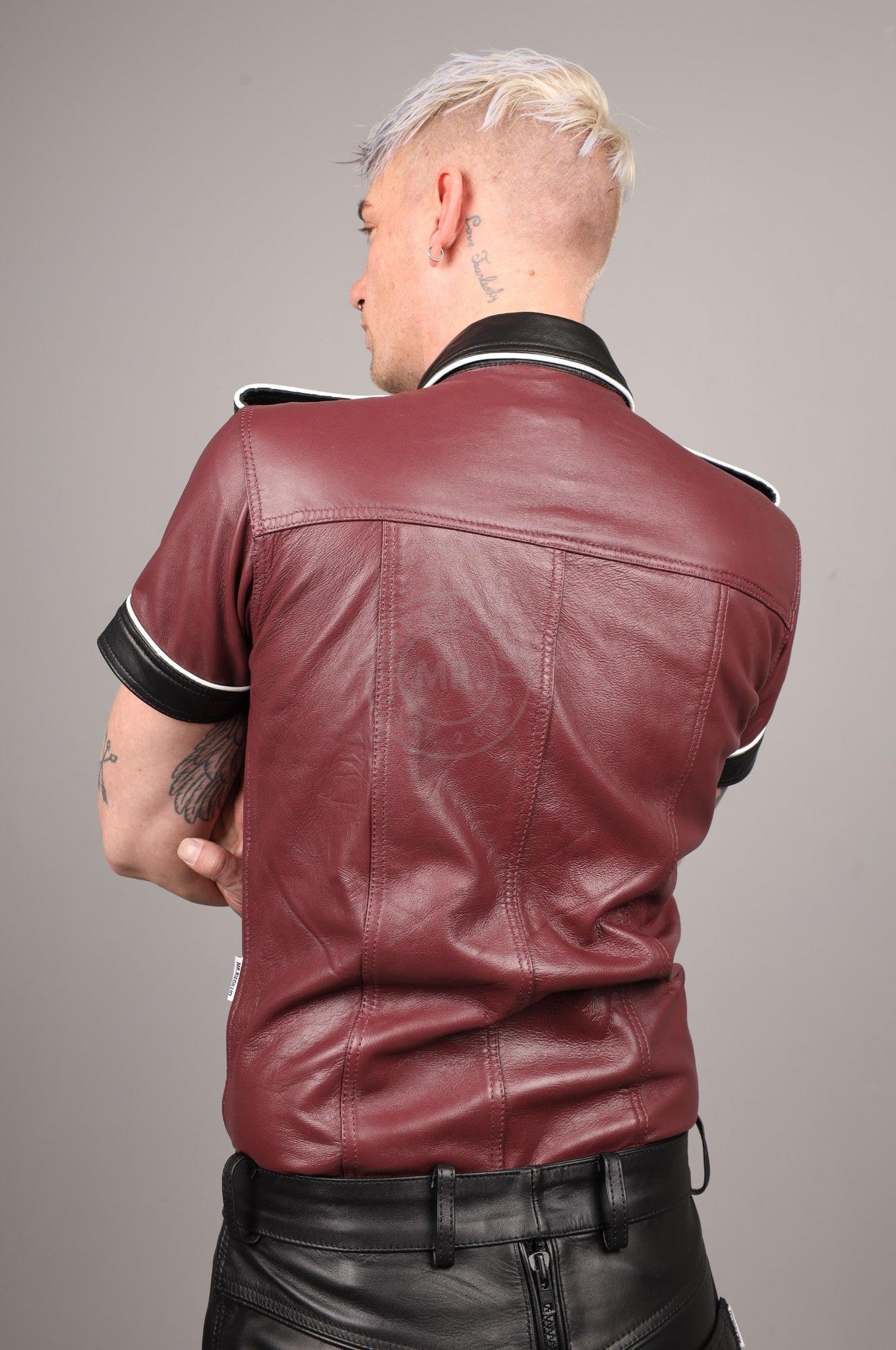 Colored Leather Shirt - Burgundy at MR. Riegillio