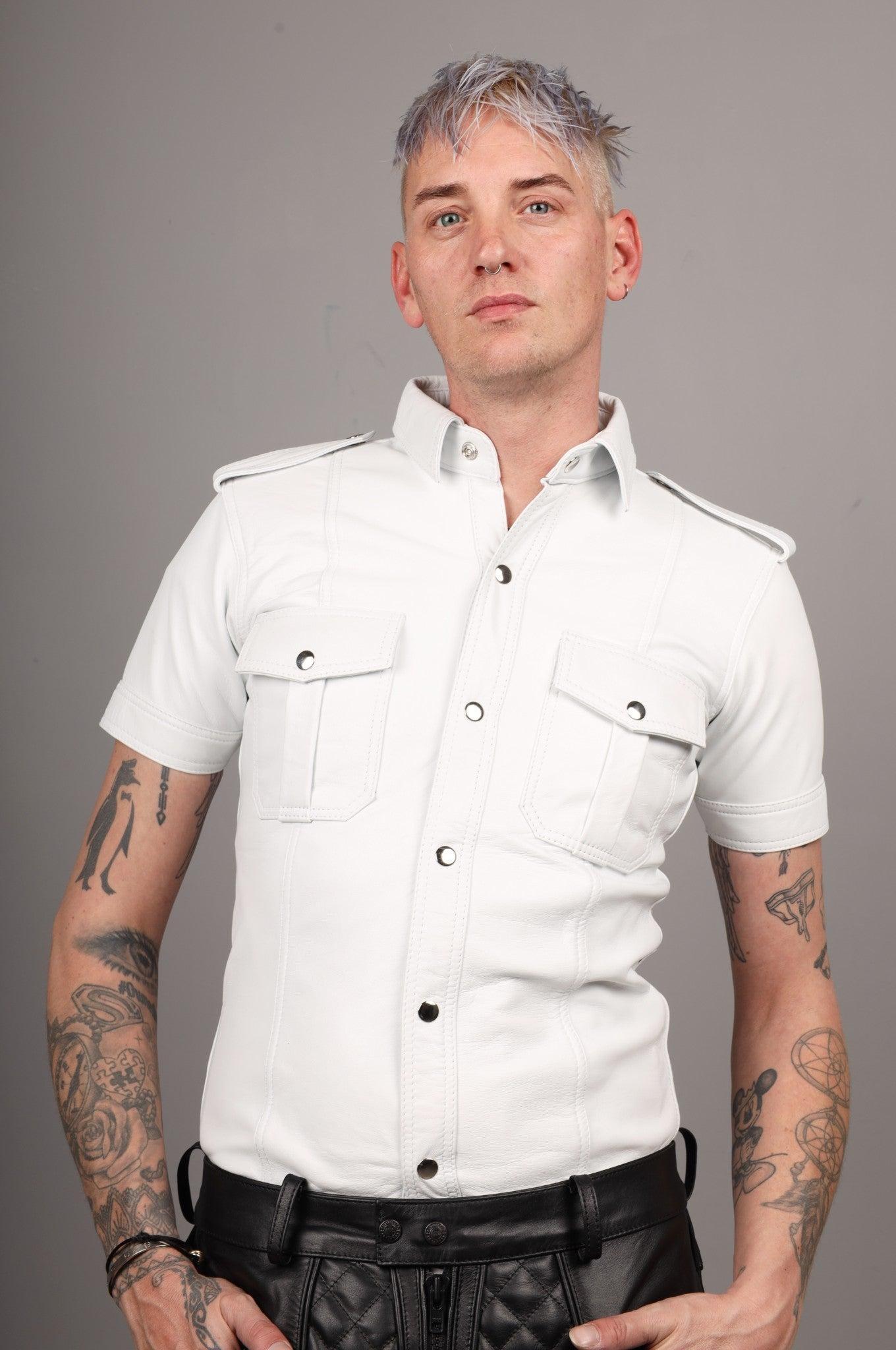 Leather Shirt - Off White at MR. Riegillio