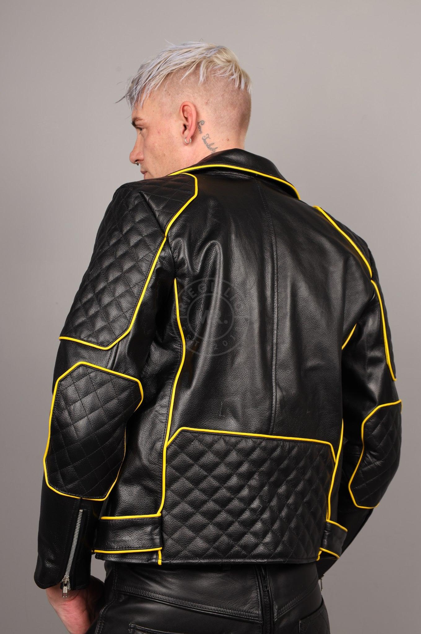 Leather Brando Jacket - Yellow Piping at MR. Riegillio