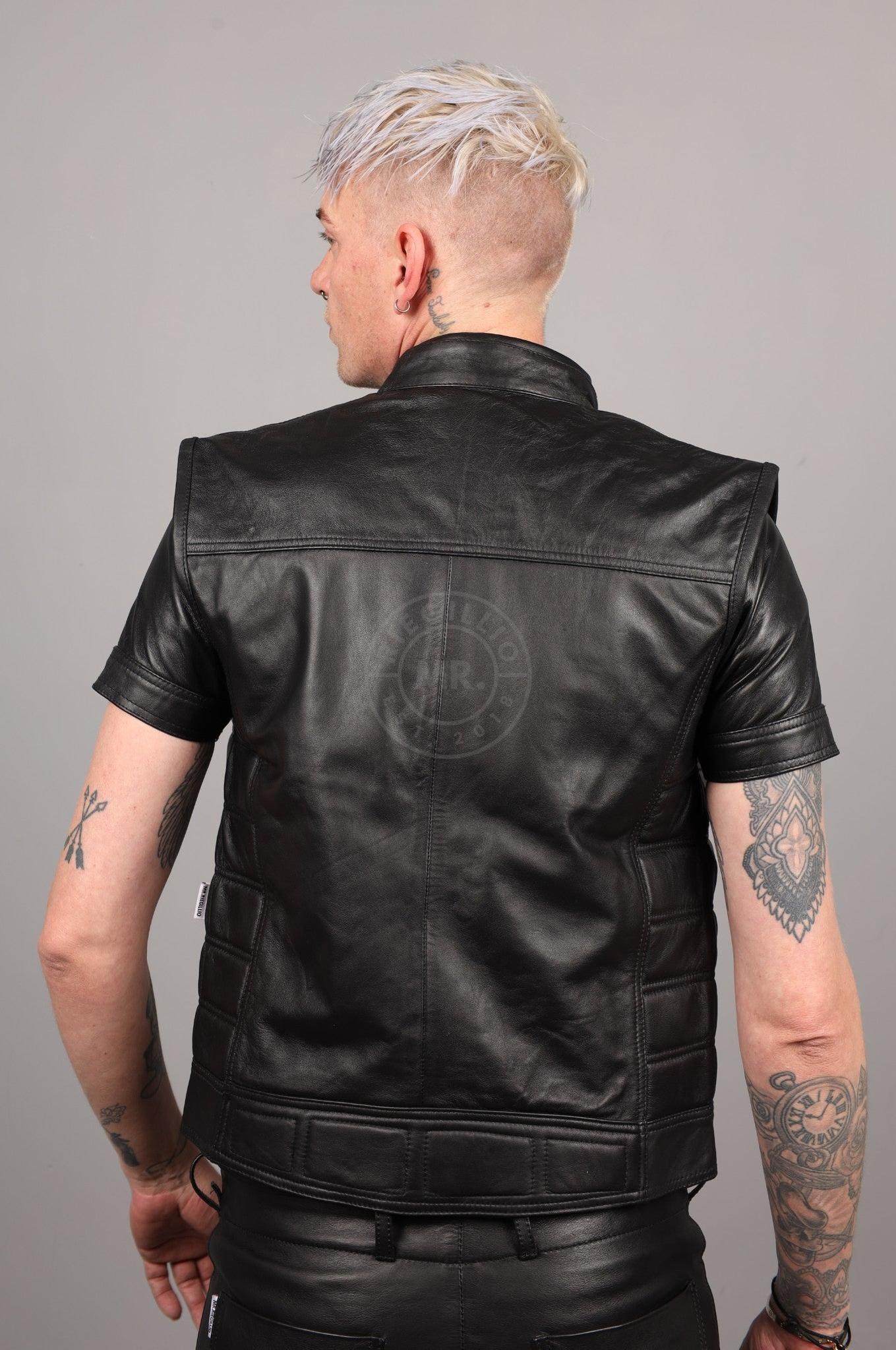 Black Leather Zipper Vest at MR. Riegillio