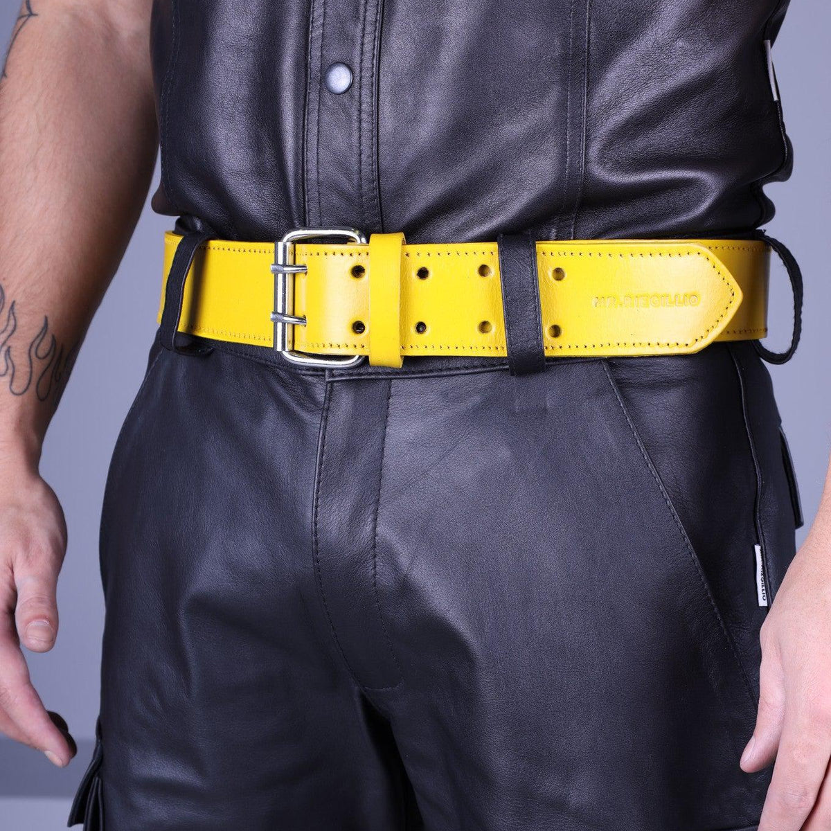 Yellow Leather Belt by Riegillio - Main Image