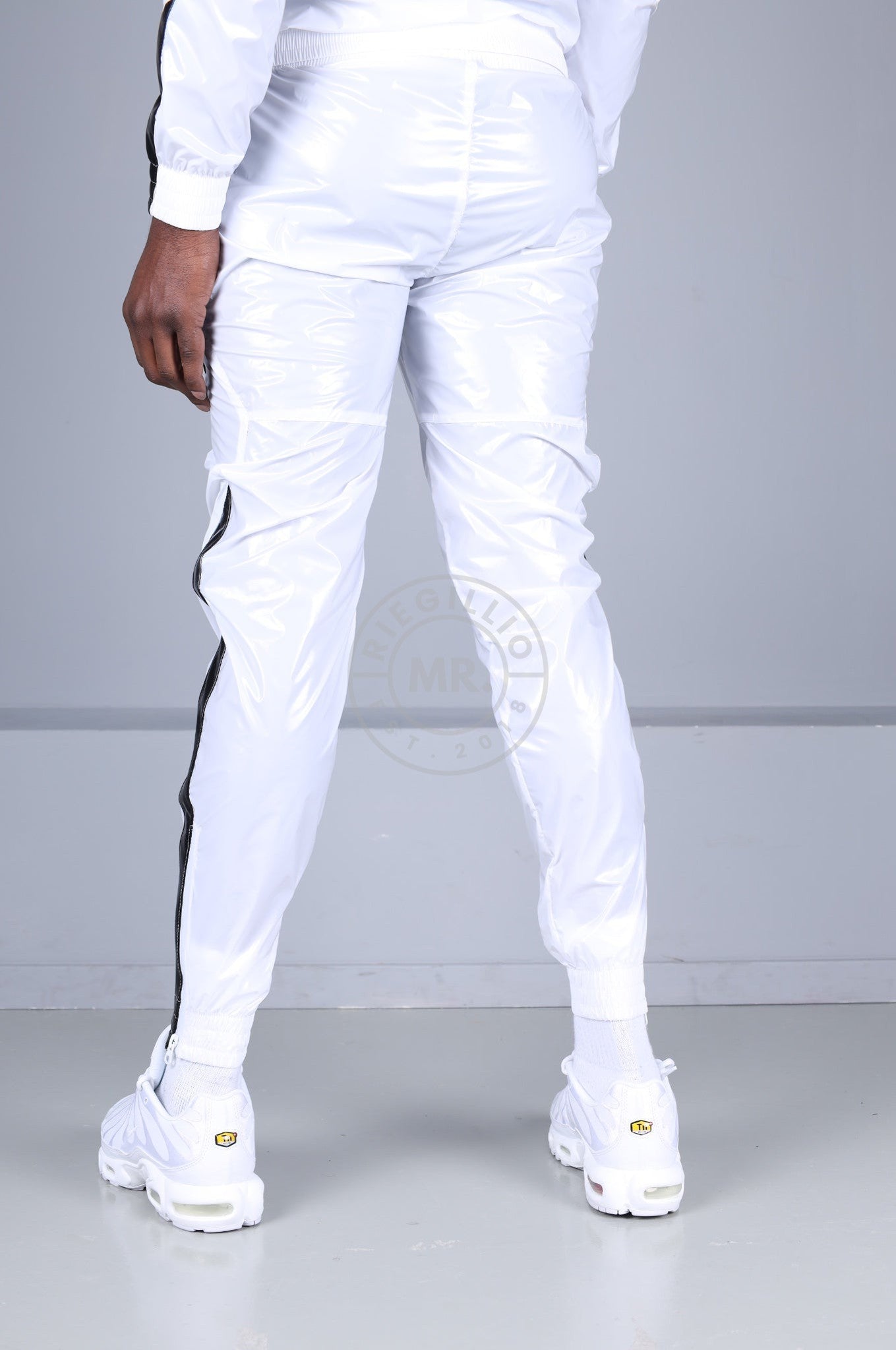 Shiny Nylon 24 Tracksuit Pants - White at MR. Riegillio