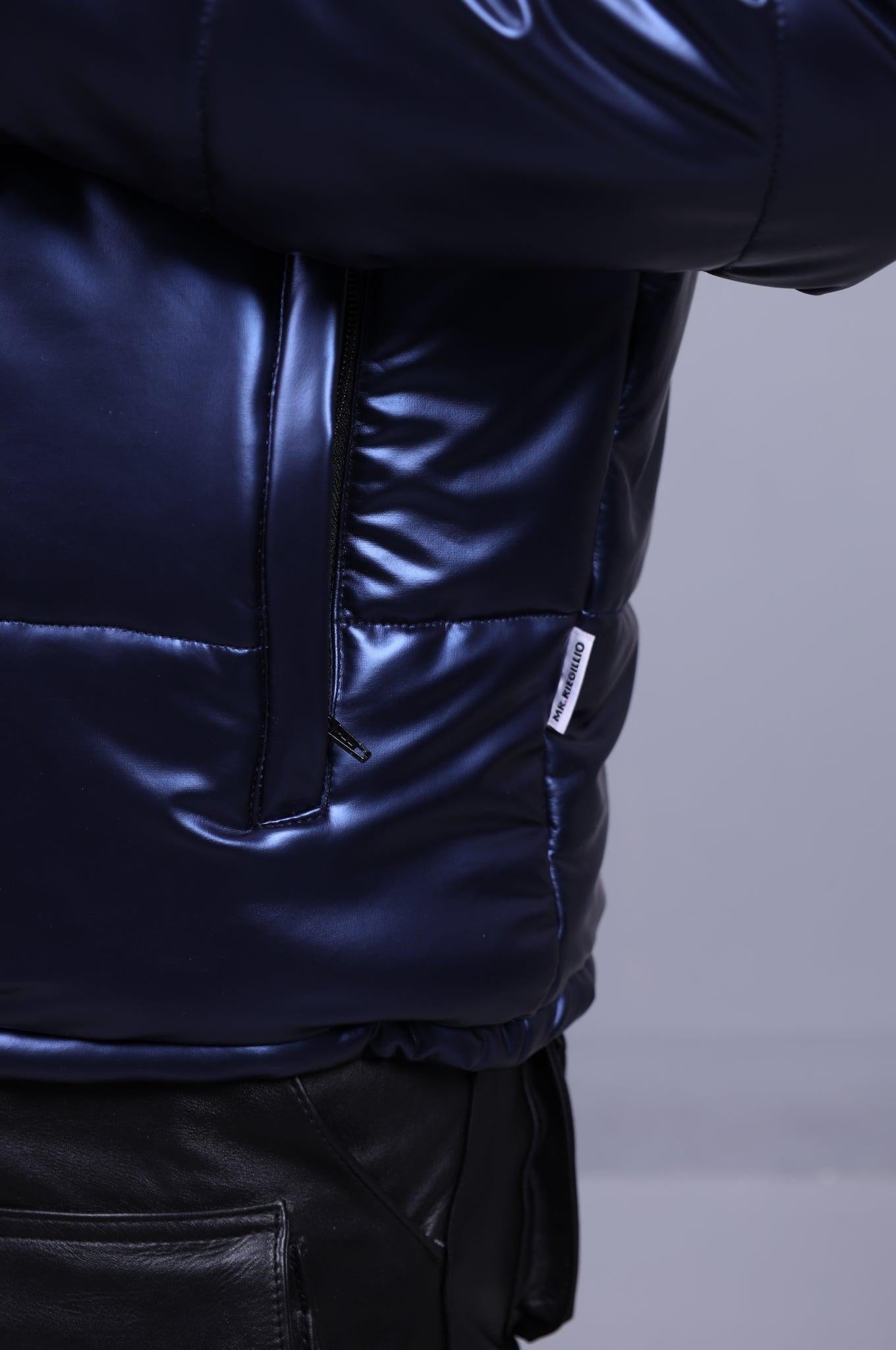 PVC Puffer Jacket - Metallic Blue at MR. Riegillio