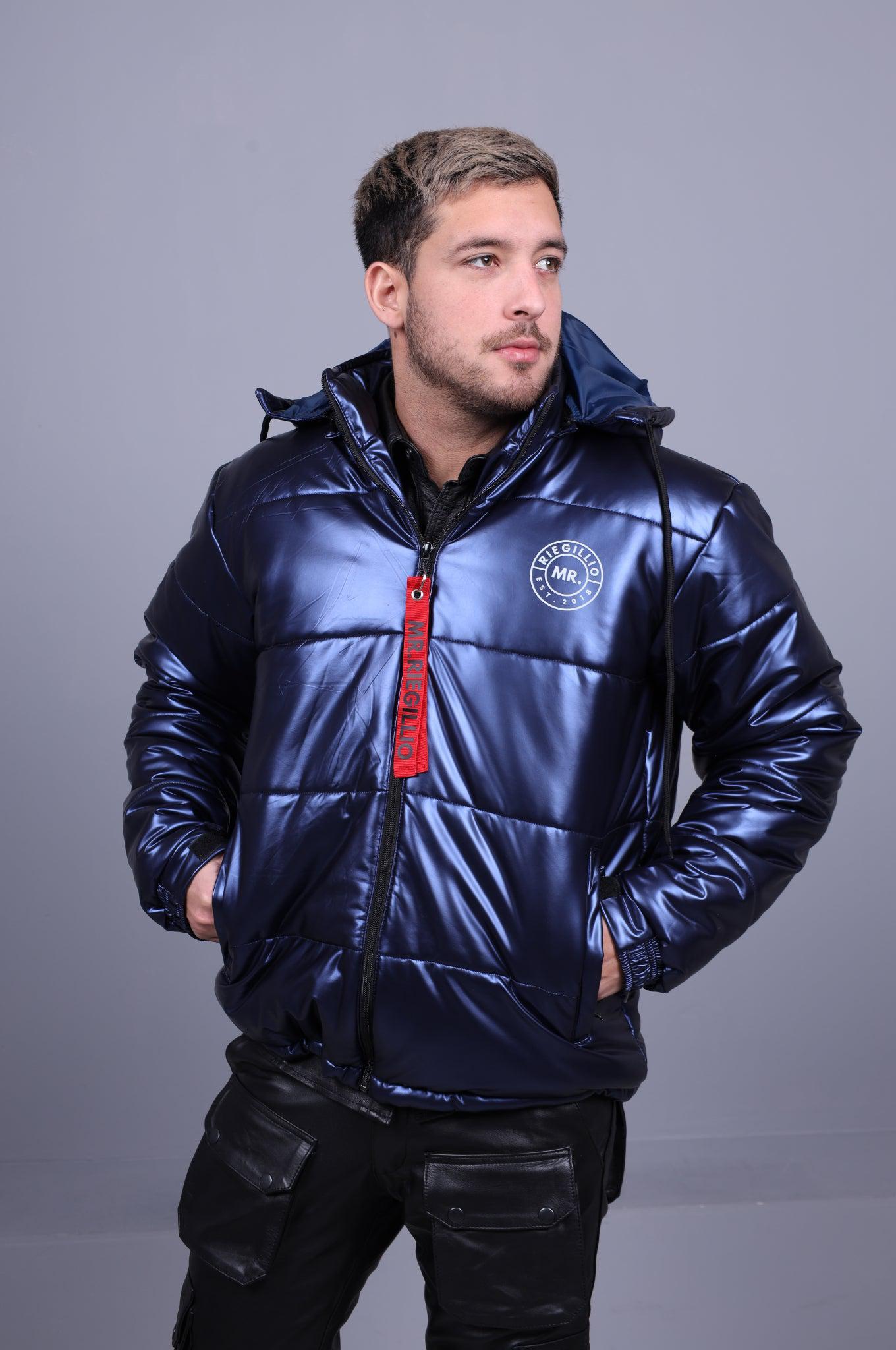 PVC Puffer Jacket - Metallic Blue at MR. Riegillio
