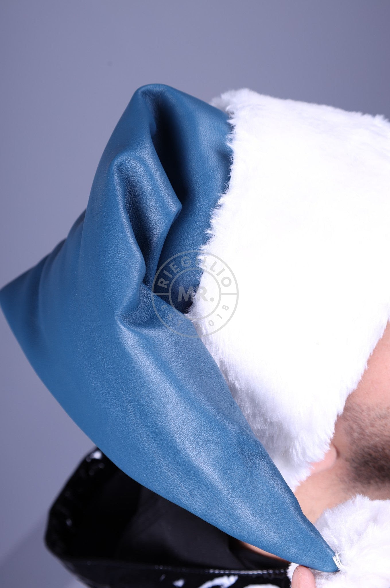 Leather Christmas Hat - Jeans Blue