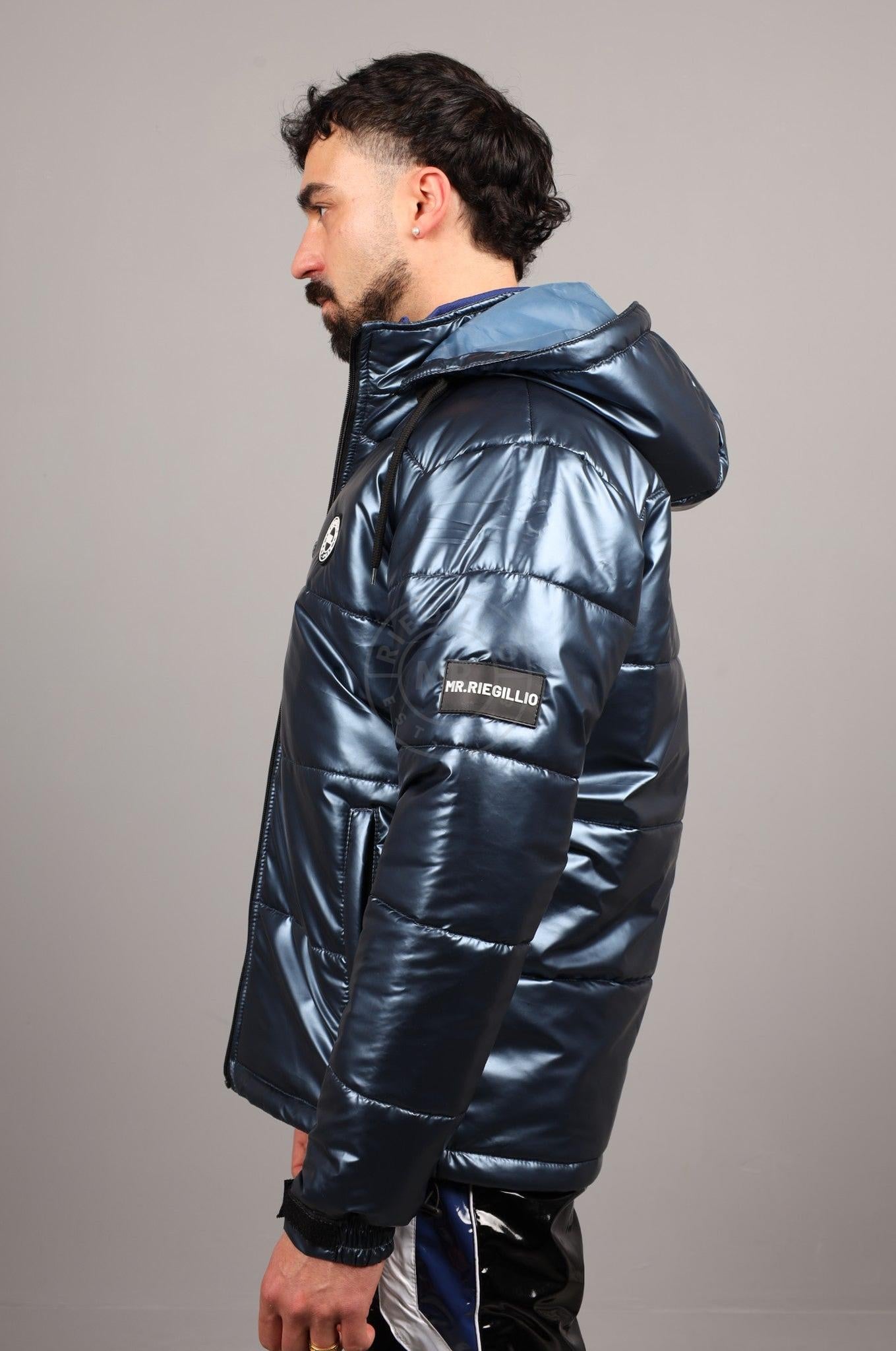 PVC Puffer Jacket - Metallic Blue at MR. Riegillio