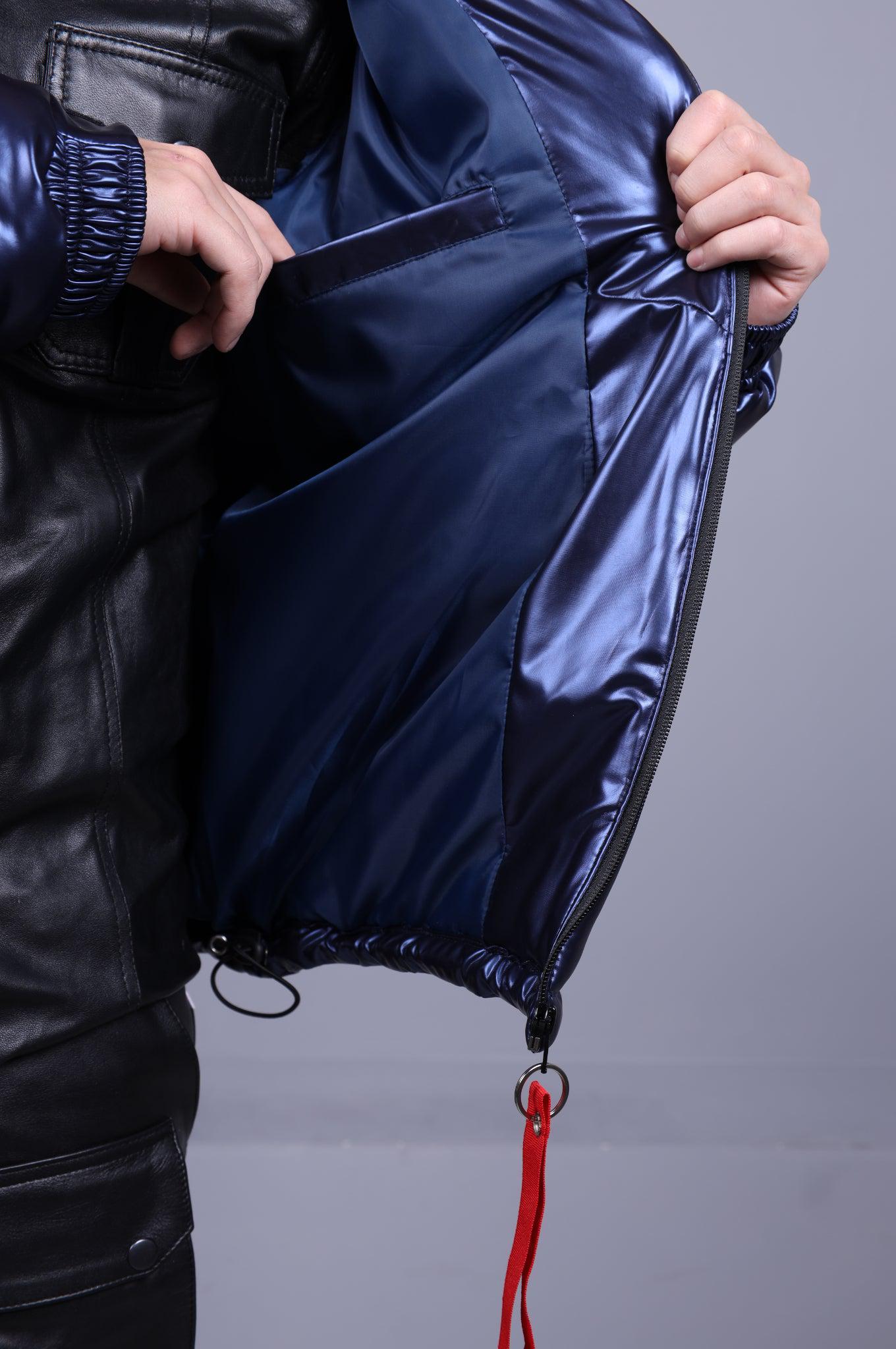 PVC Puffer Jacket - Metallic Blue at MR. Riegillio