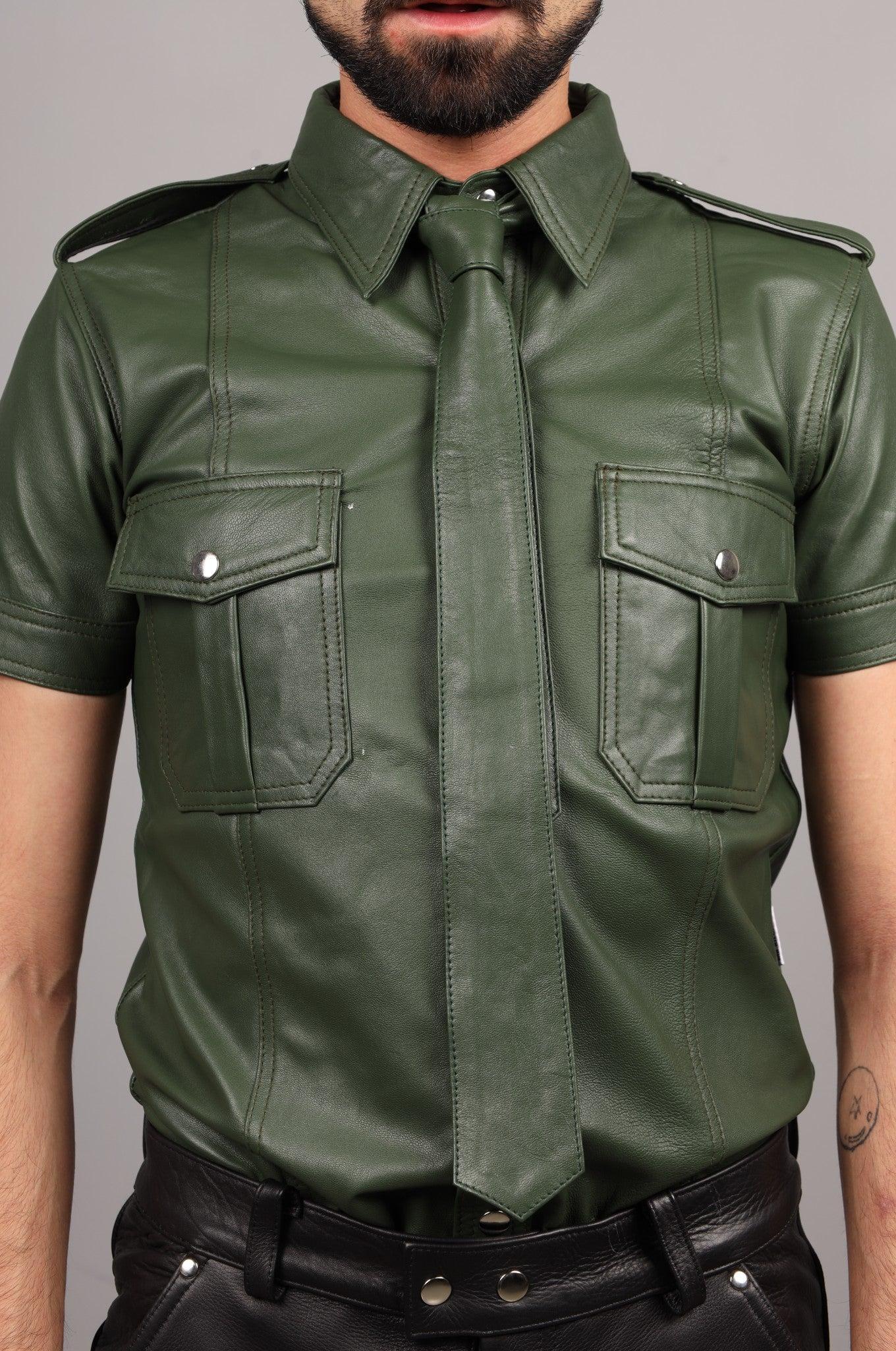 Green Leather Tie at MR. Riegillio