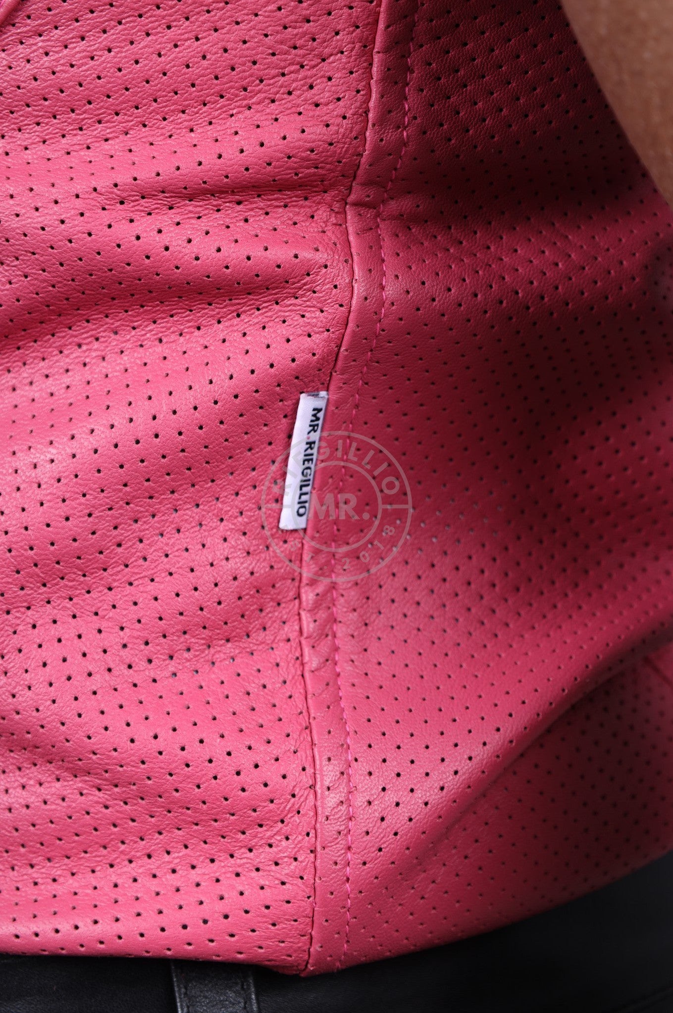 Pink Leather Perforated Shirt-at MR. Riegillio