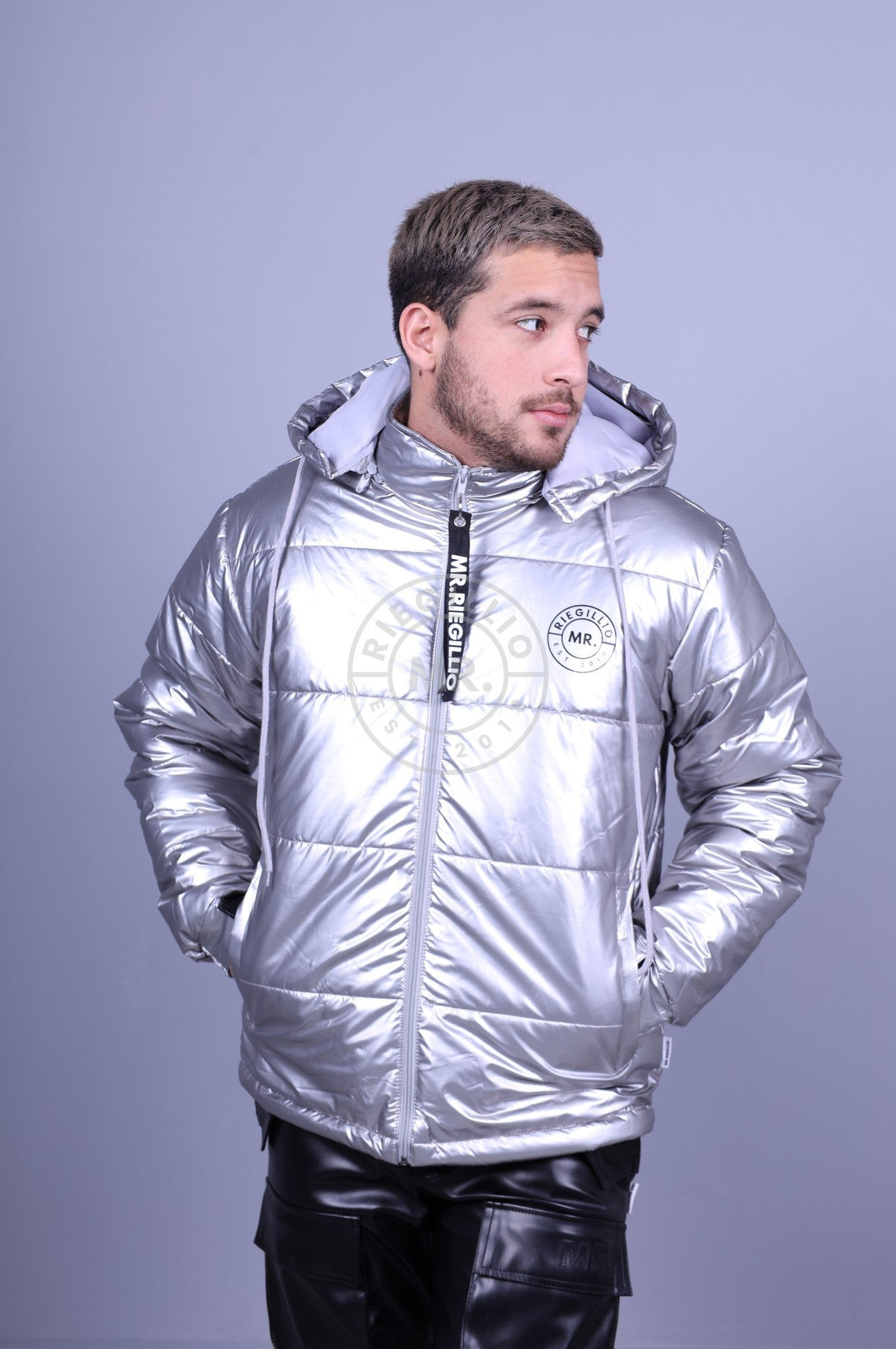 PVC Puffer Jacket - Silver by MR. Riegillio