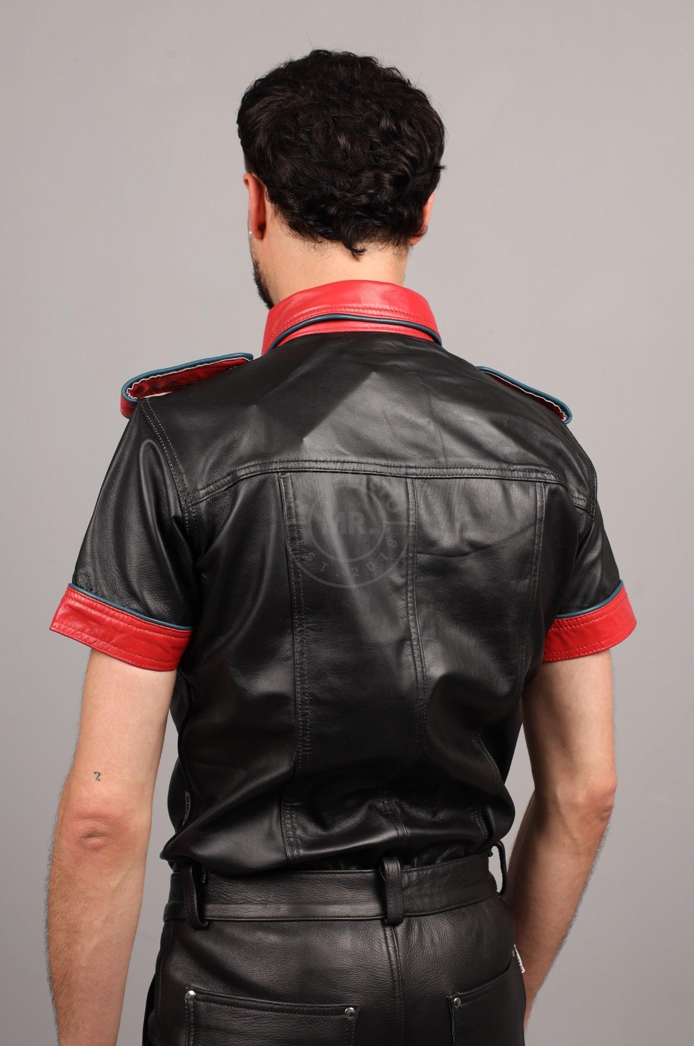 Black Leather Shirt - Red Touch at MR. Riegillio