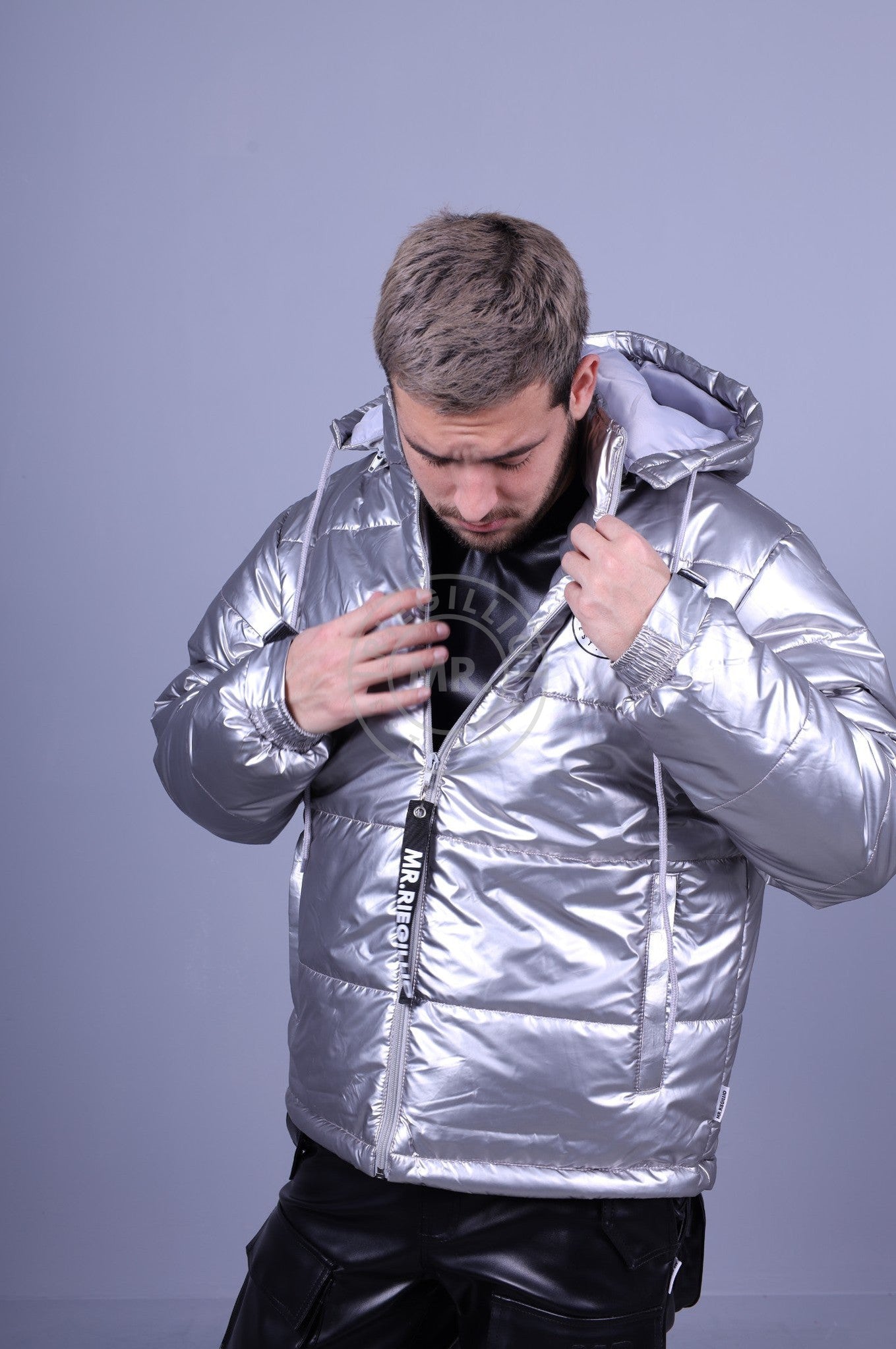 Silver down jacket men's sale