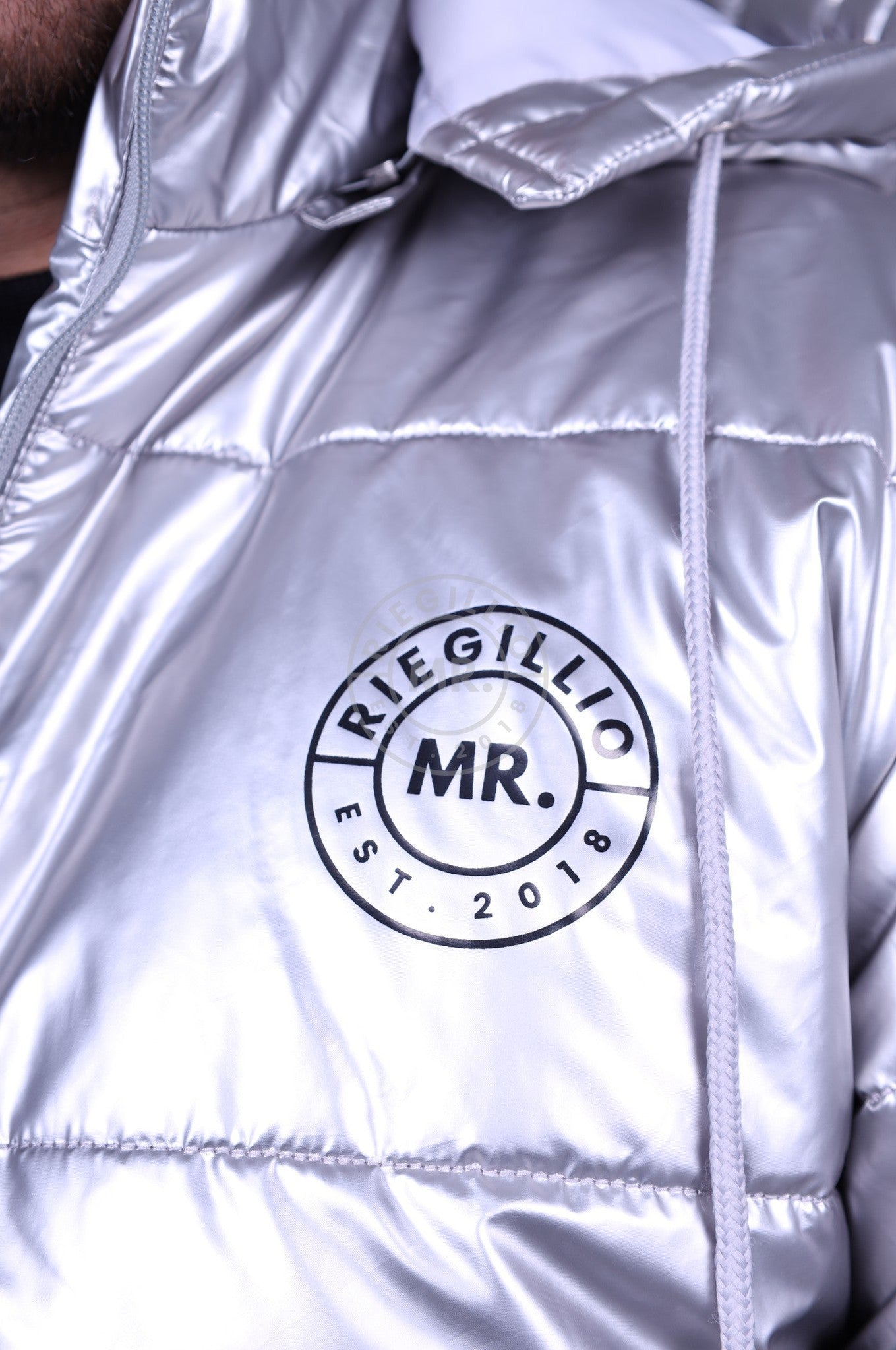 PVC Puffer Jacket - Silver at MR. Riegillio