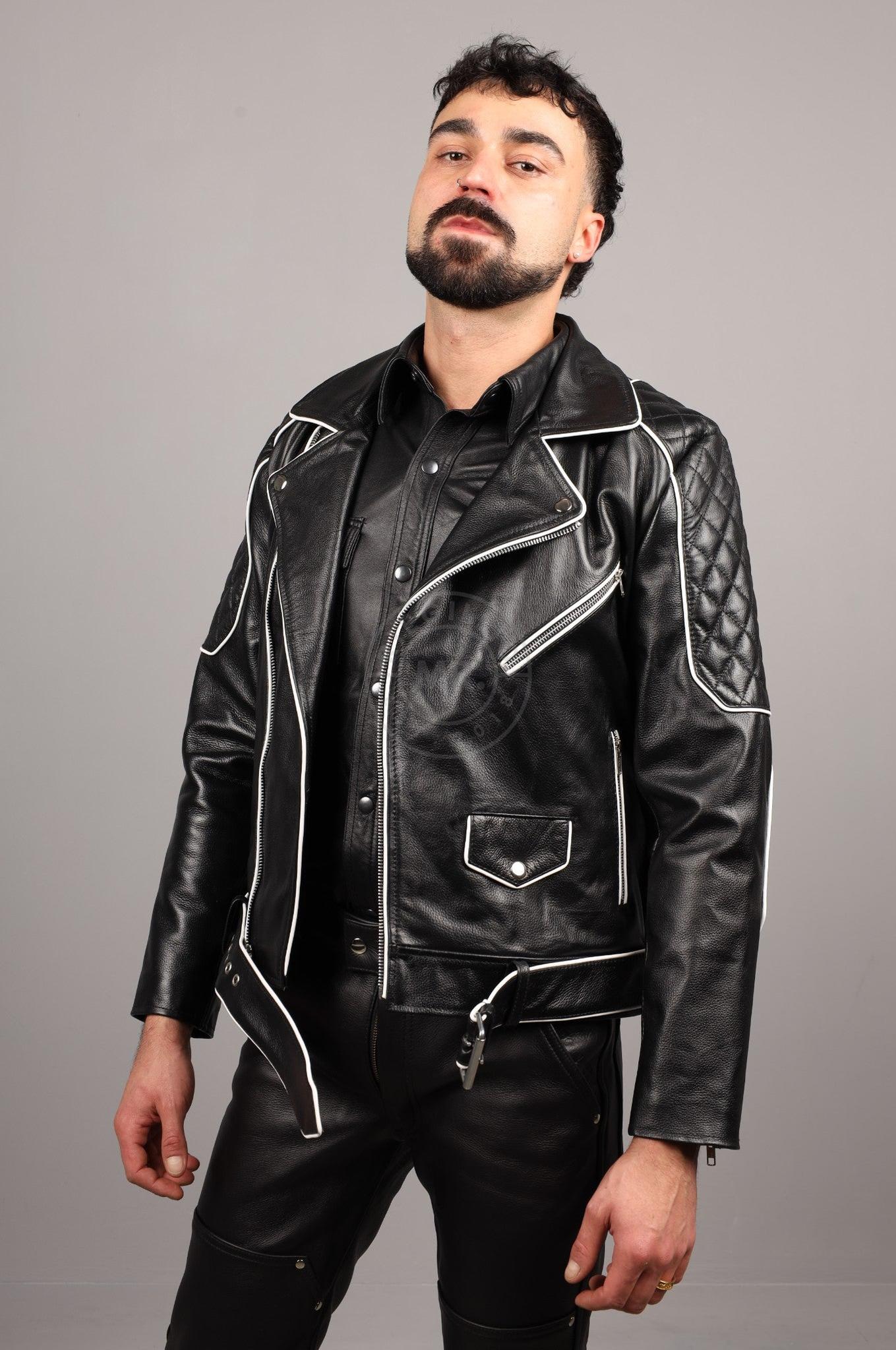 Leather Brando Jacket - White Piping at MR. Riegillio