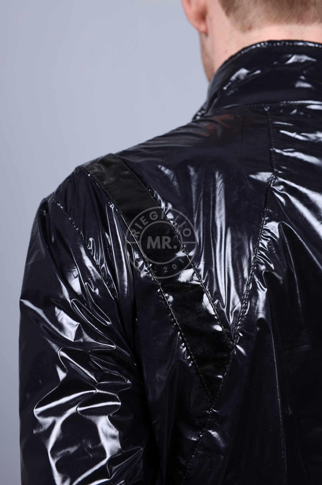 Shiny Nylon 24 Tracksuit Jacket - Black at MR. Riegillio