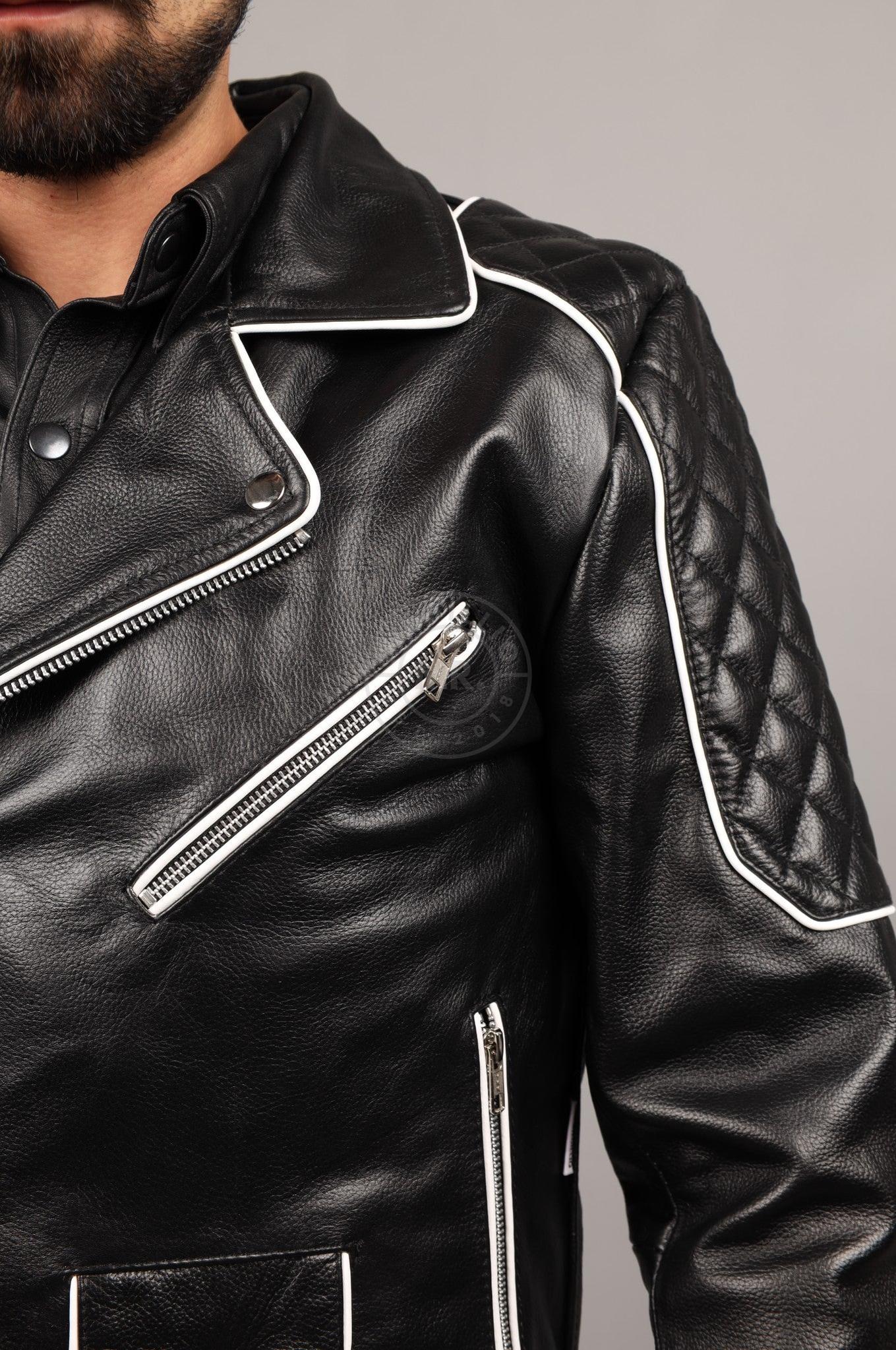 Leather Brando Jacket - White Piping at MR. Riegillio