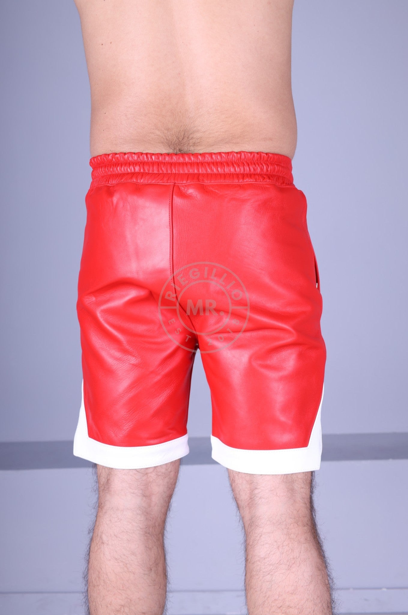 Red Leather Holiday Short - White Trim