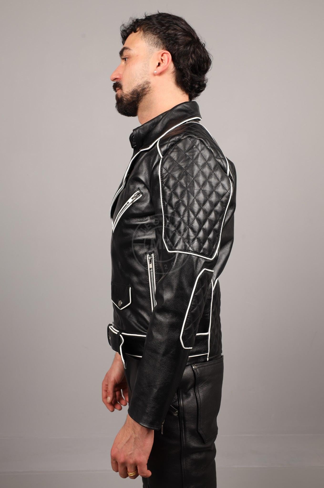 Leather Brando Jacket - White Piping at MR. Riegillio
