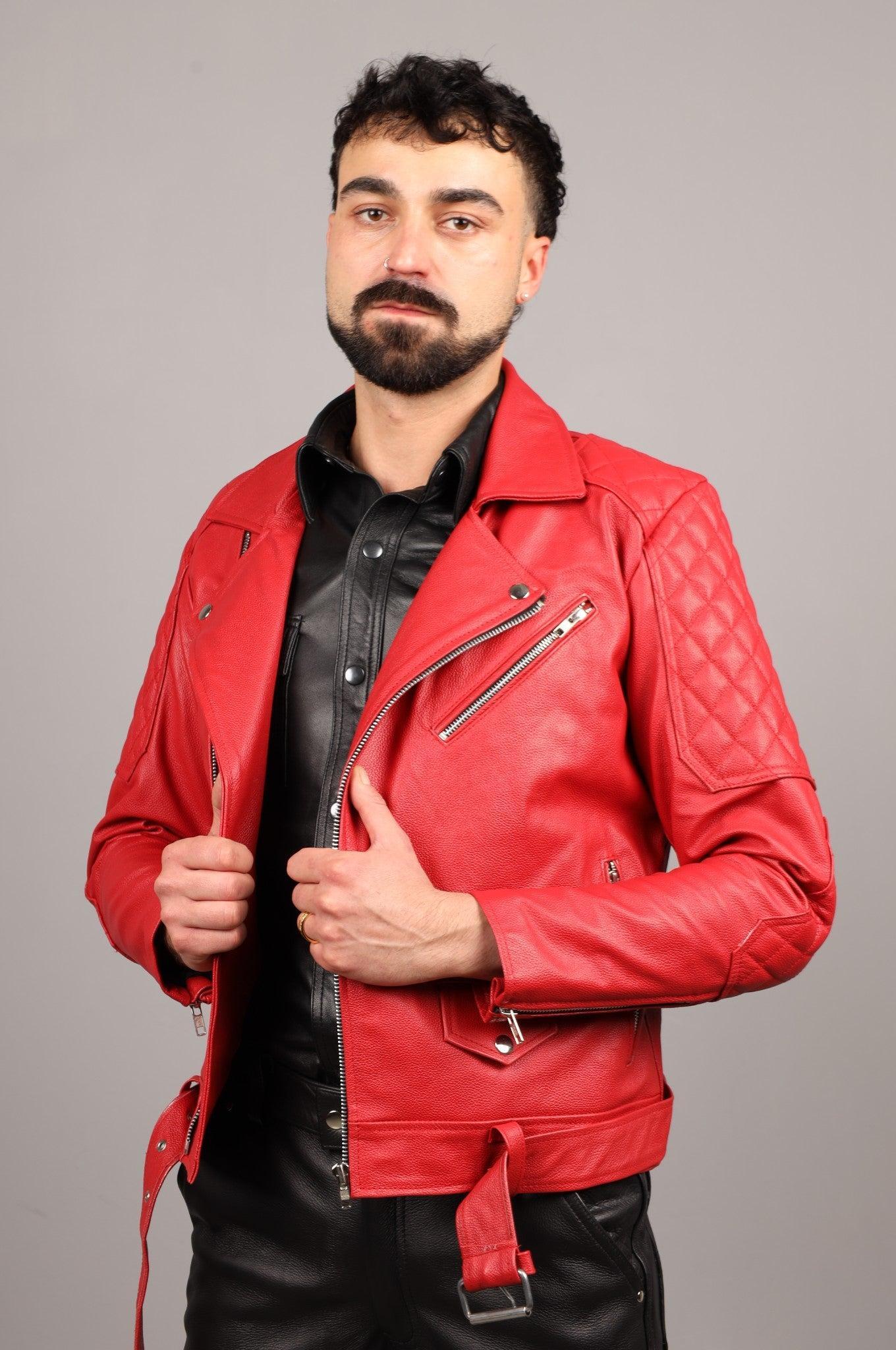 Leather Brando Jacket - Red at MR. Riegillio