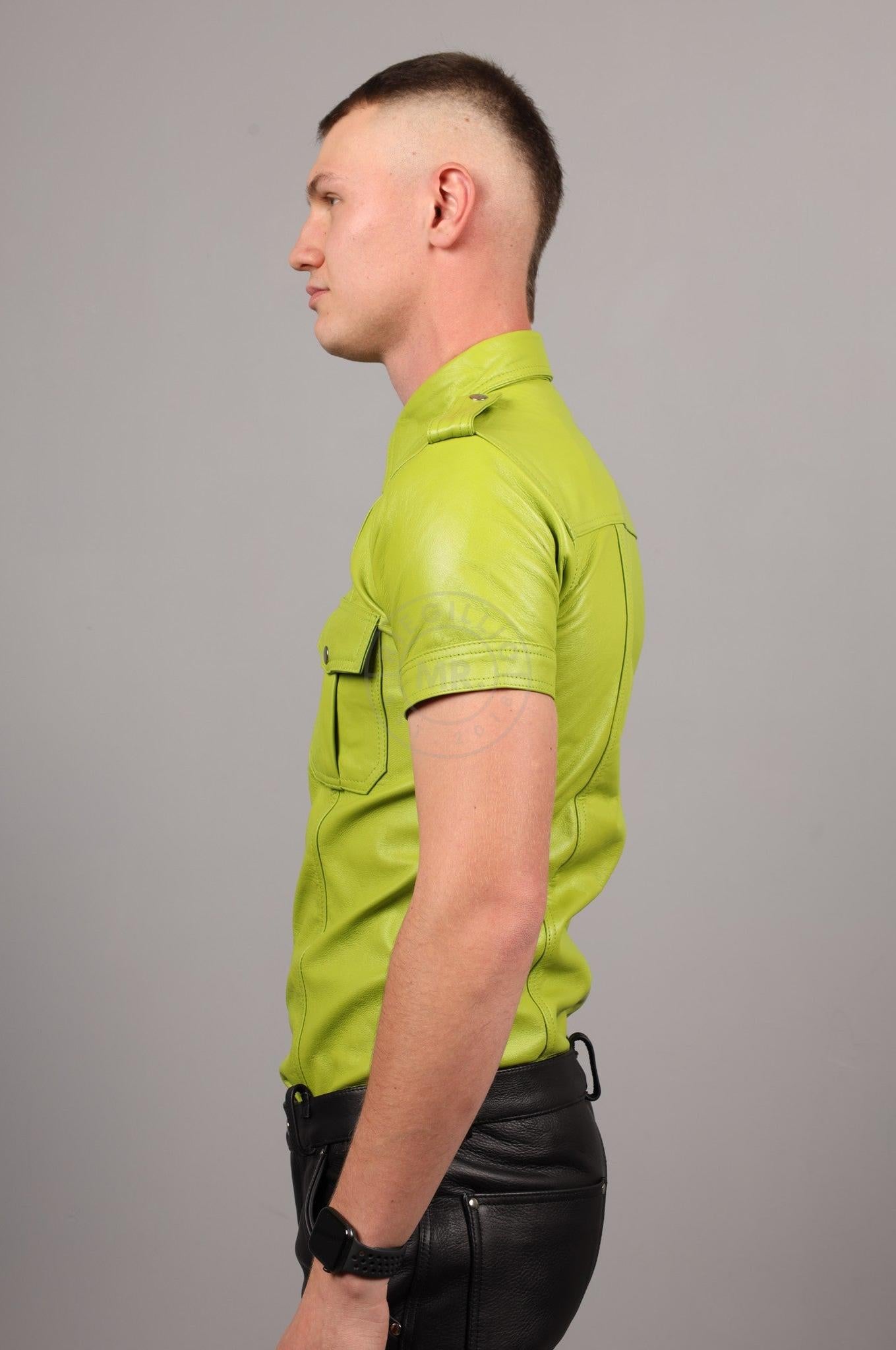 Lime Leather Shirt at MR. Riegillio
