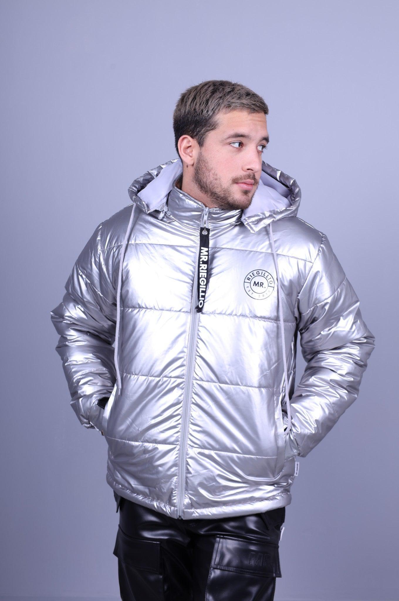 PVC Puffer Jacket - Silver at MR. Riegillio